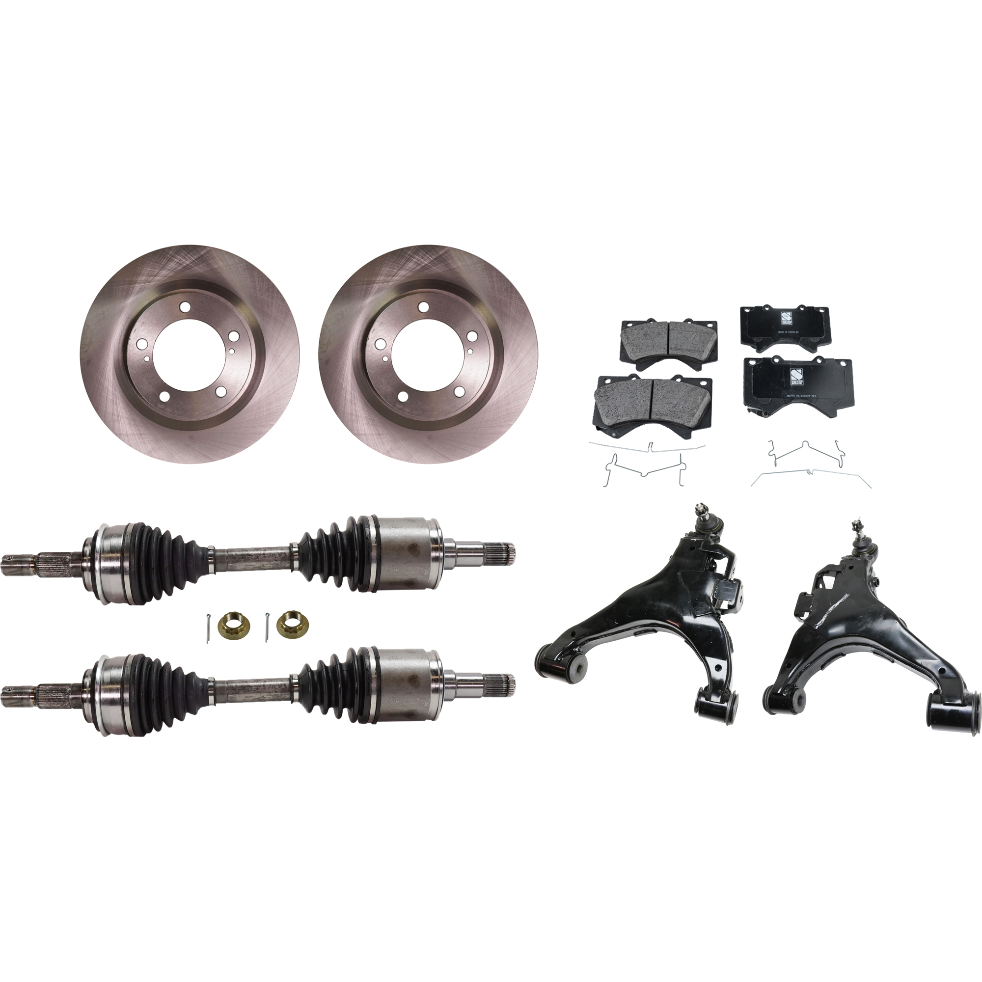 AM TUNDRA 15-21 SEQUOIA 20-21 FRONT CONTROL ARM RH AND LH Lower 8 pc kit with Axle Assembly Brake Disc and Brake Pad Set SKU KIT 030422-0143 OEM 435120C020-4351260210-04465024