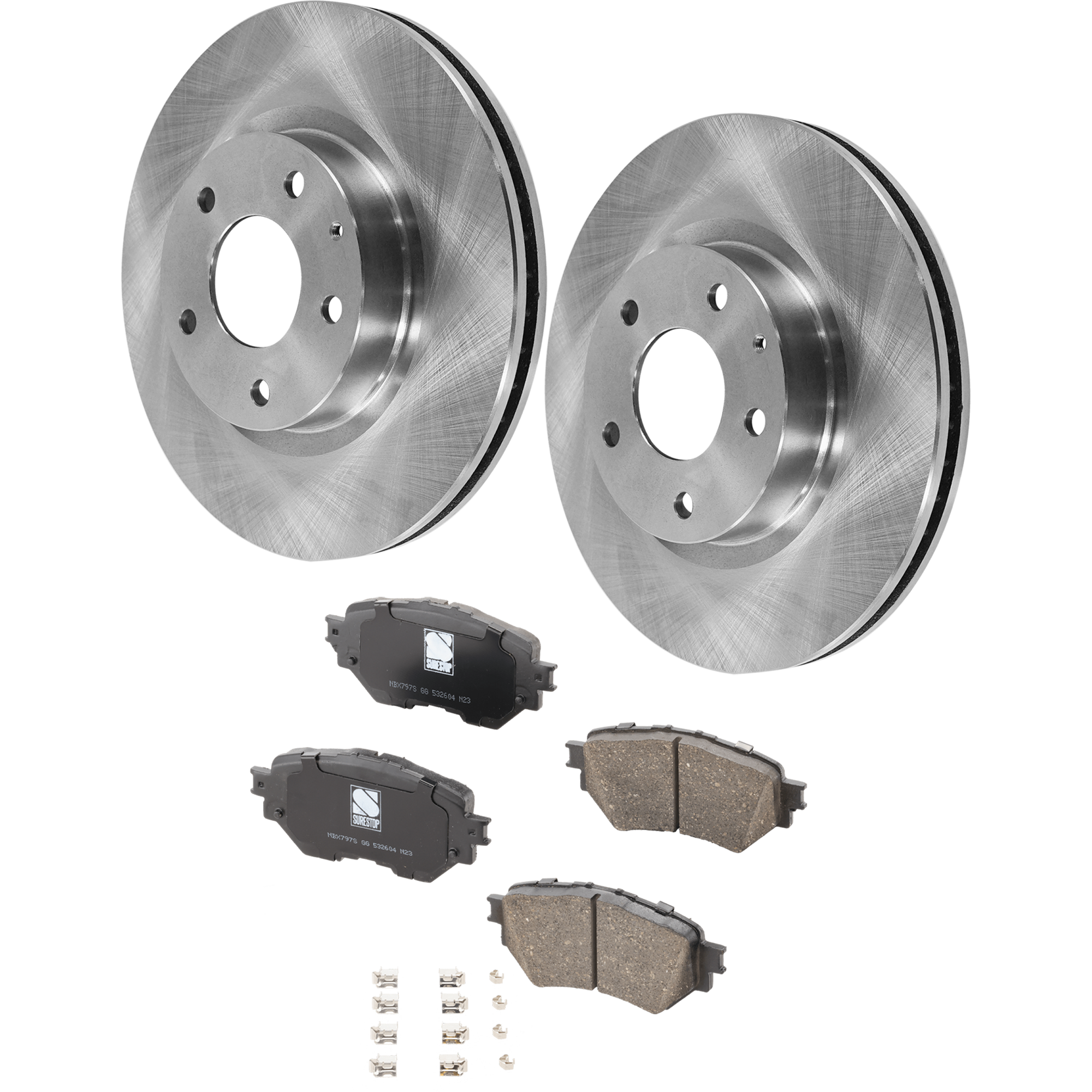 AM MAZDA 3-14-18 FRONT BRAKE DISC AND PAD KIT 4 pc kit Plain Surface SKU KIT 030423-01 OEM B45G33251A BJY73328ZA