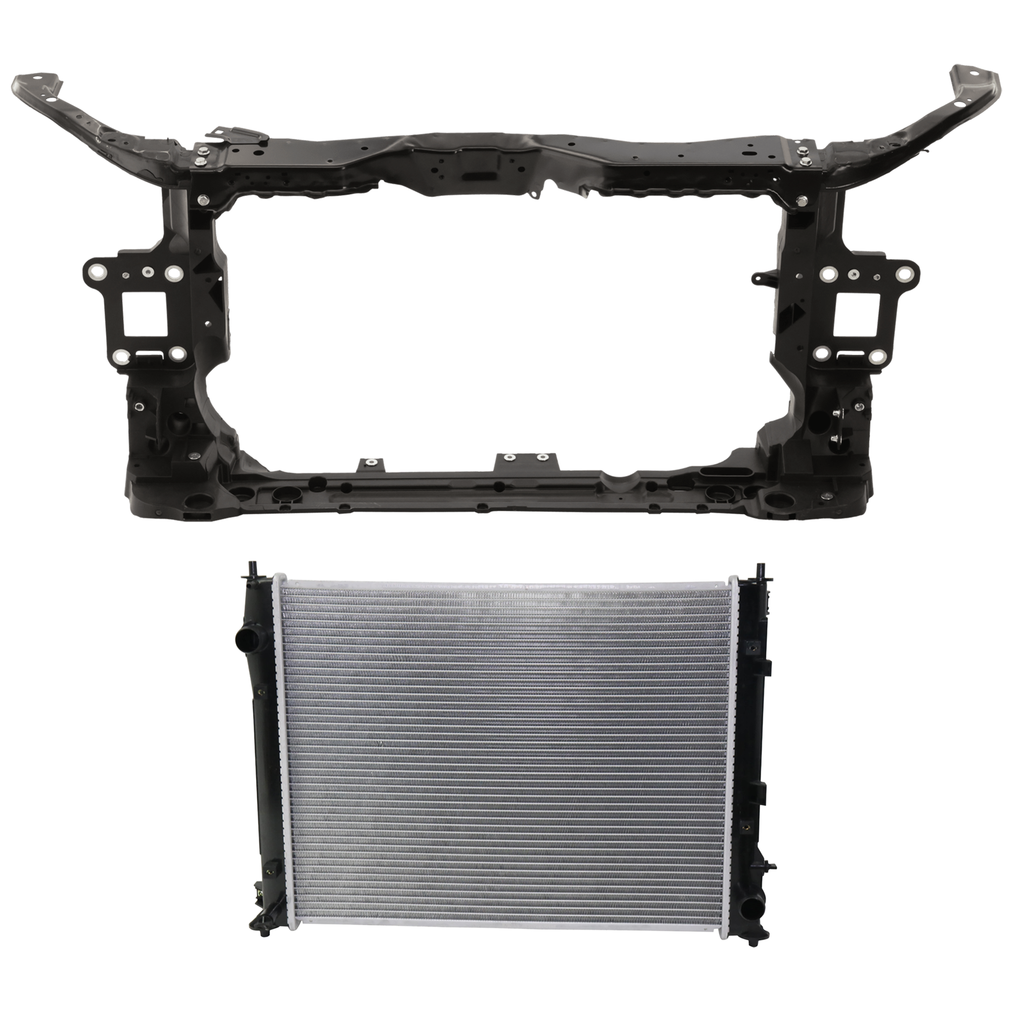 AM CIVIC 19-21 RADIATOR SUPPORT 2 pc Kit Assembly 2.0L Eng. DX EL LX Models w Radiator SKU KIT 030526-06 Partslink HO1225210 HO3010240 OEM 71410TBAA02-190105BAA01