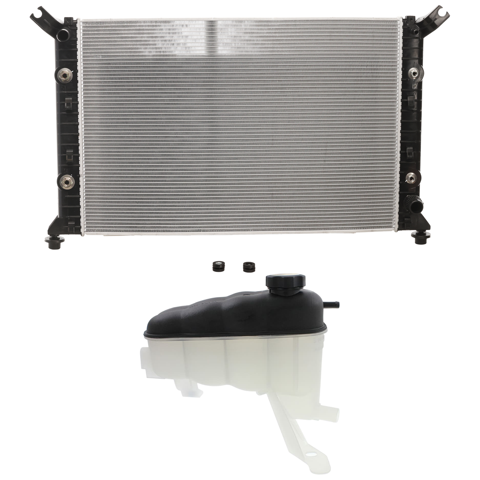 AM SILVERADO SIERRA 2500 HD 3500 HD 11-19 RADIATOR 2 pc Kit 6.0L Eng. w Coolant Reservoir SKU KIT 030526-15 Partslink GM3010566 GM3014115 OEM 84179524-84368363 PFM 22870828