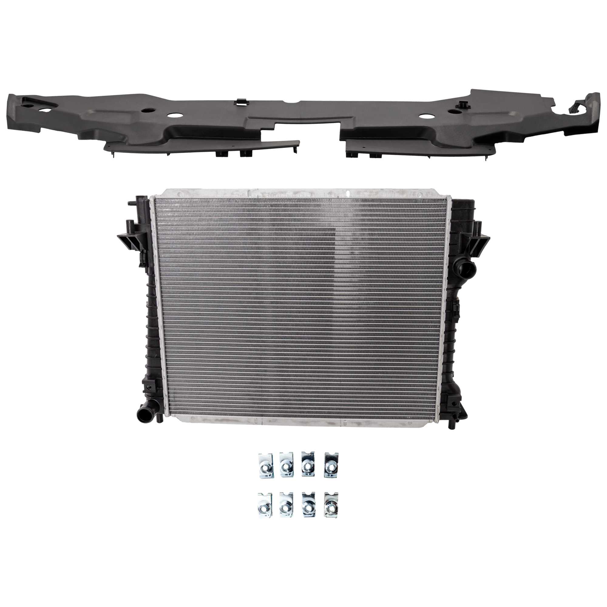 AM MUSTANG 11-12 RADIATOR 2 pc Kit 3.7L 5.0L Eng. w Radiator Support Cover SKU KIT 030526-22 Partslink FO3010294 FO1224104 OEM BR3Z8005A AR3Z8C291AA