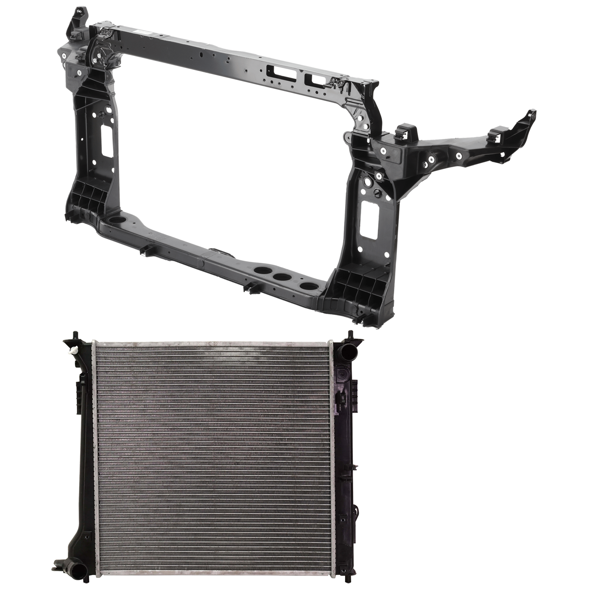AM TUCSON 16-18 RADIATOR SUPPORT 2 pc Kit Assembly 1.6L Eng. Non Ulsan Plant 2 w Radiator SKU KIT 030526-26 Partslink HY1225201C HY3010211 OEM 25310D3200-64101D3000