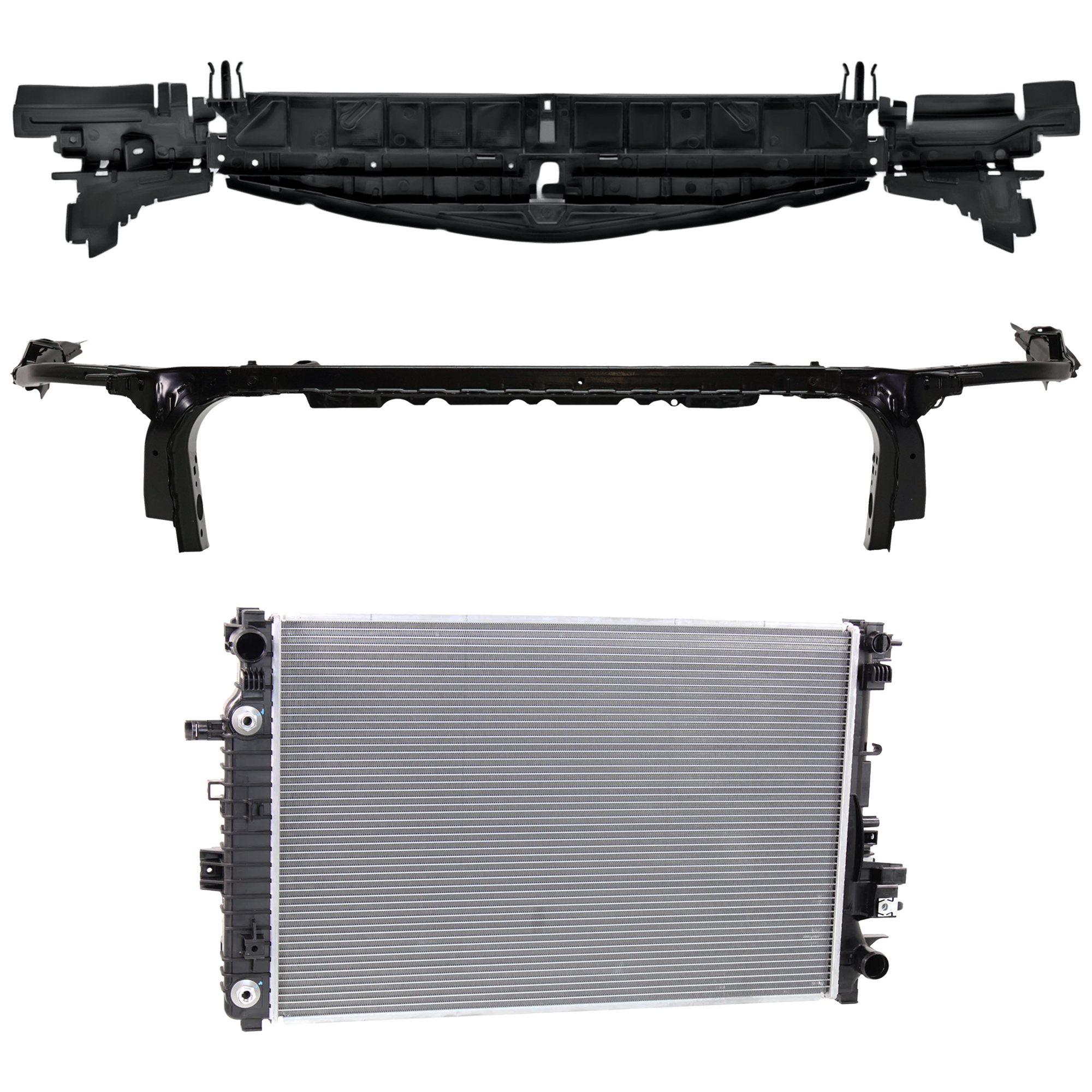 AM MALIBU 16-18 RADIATOR 3 pc Kit 1.5L Eng. w Radiator Support and Radiator Support Cover SKU KIT 030526-30 Partslink GM3010583 GM1225407 GM1218169 OEM 84493638-23336325-84020973-840