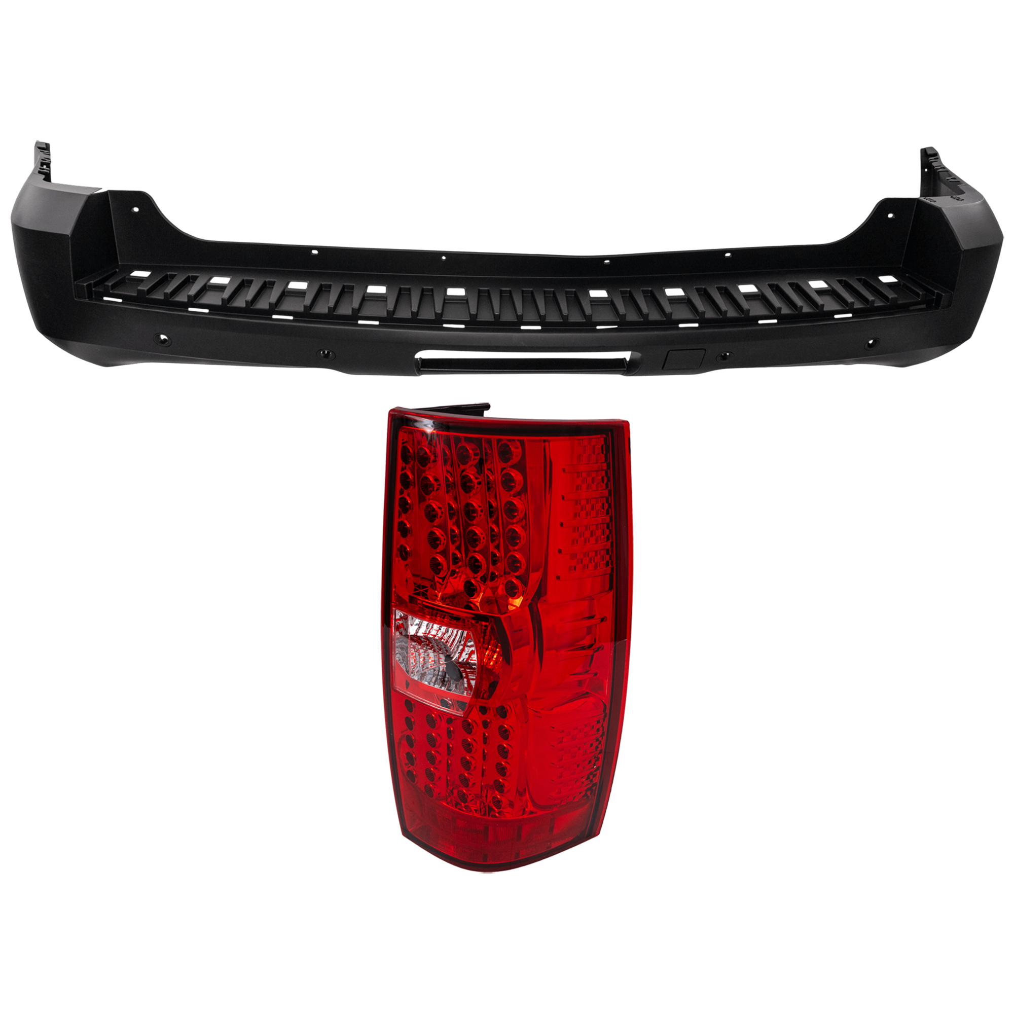 AM TAHOE 07-14 TAIL LAMP RH AND LH 3 pc Kit Assembly LED with Bumper Cover SKU KIT 030626-04 Partslink GM1100783 OEM Performance 20951793