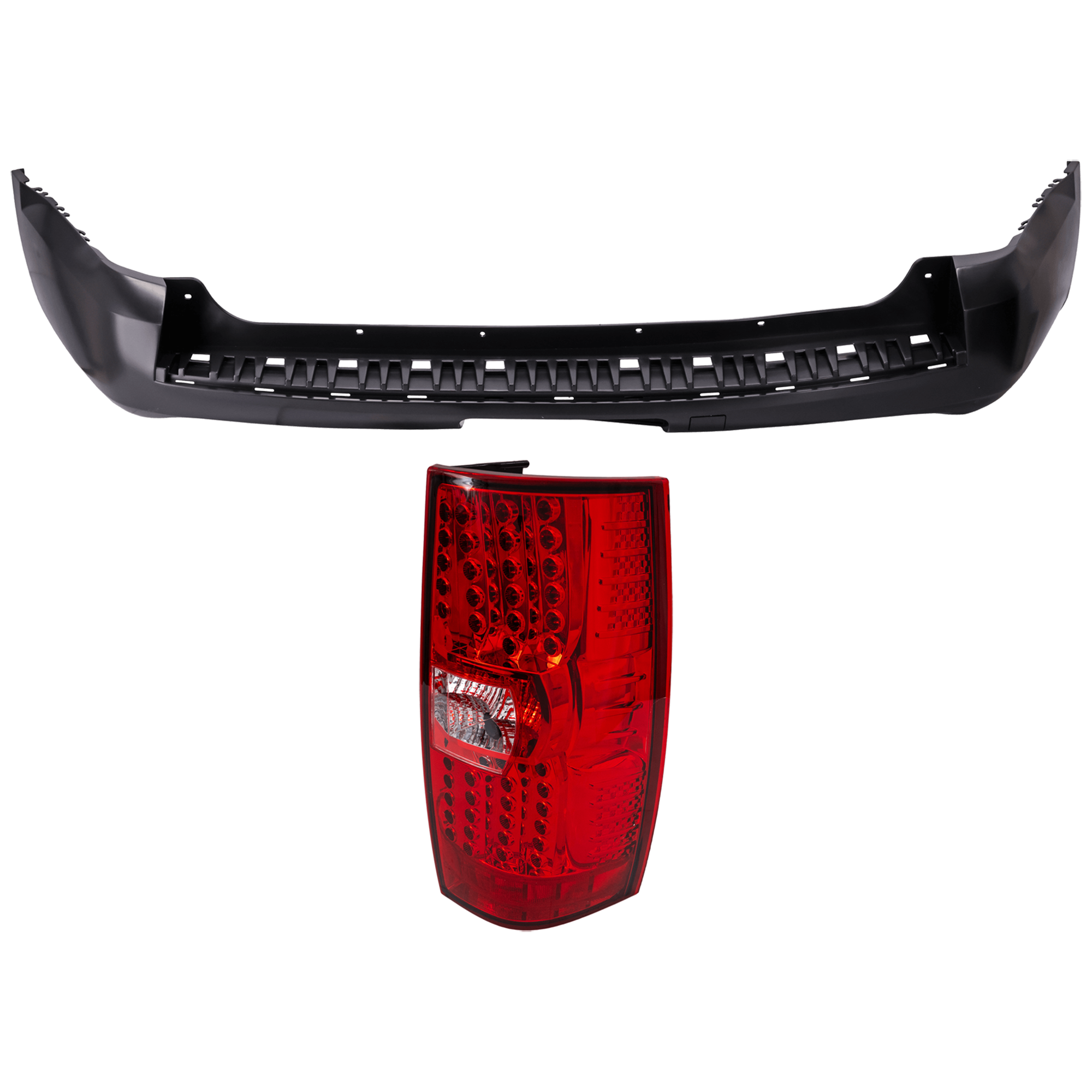 AM TAHOE 07-14 TAIL LAMP RH AND LH 3 pc Kit Assembly LED with Bumper Cover SKU KIT 030626-05 Partslink GM1100785 OEM Performance 20951794