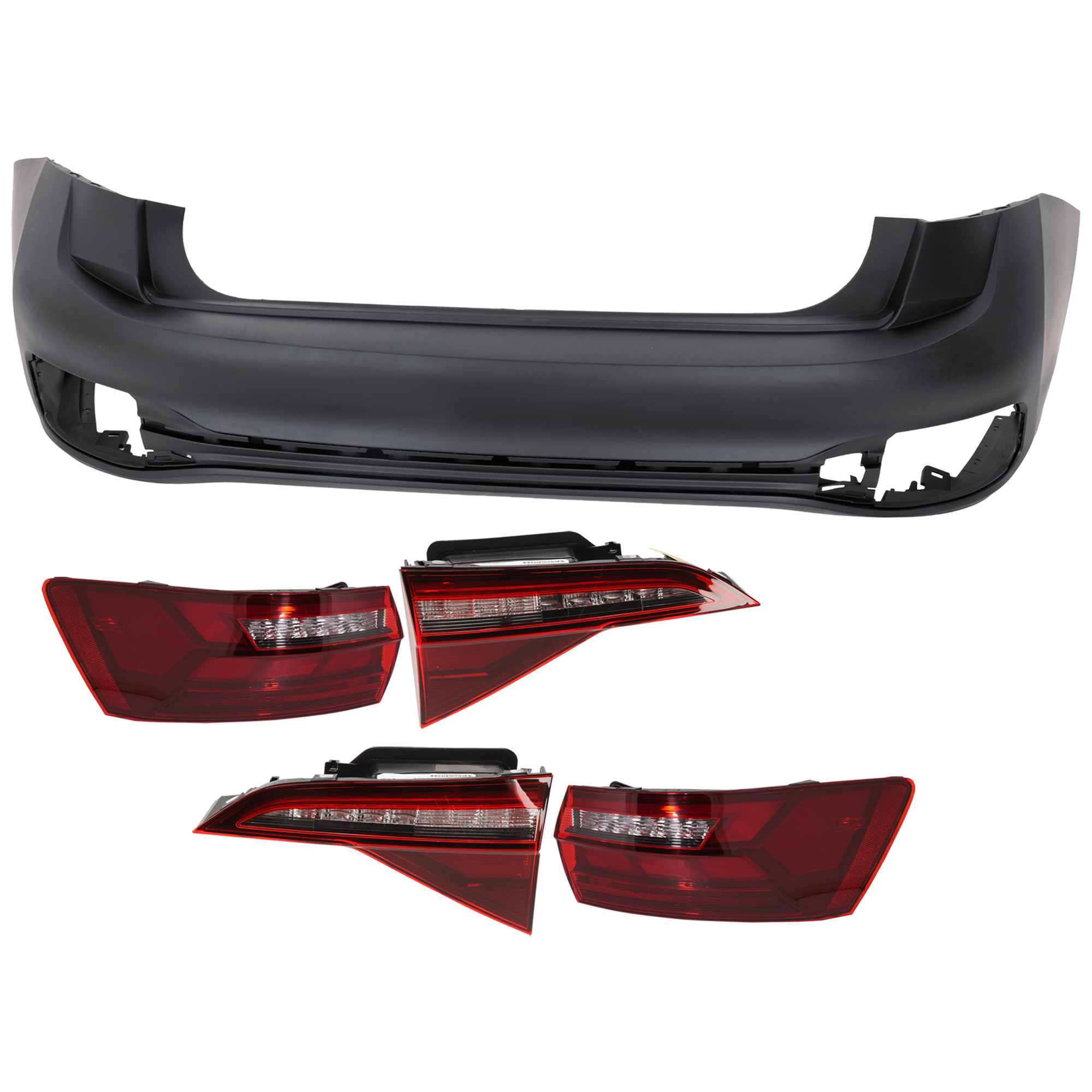AM JETTA 22-23 TAIL LAMP RH AND LH Inner and Outer 5 pc Kit Assembly LED with Bumper Cover CAPA SKU KIT 030626-104 Partslink VW1100226C VW2802123C VW2803123C VW2804133C VW2805133C OEM 17A807417TGRU 17A945093B 17A94