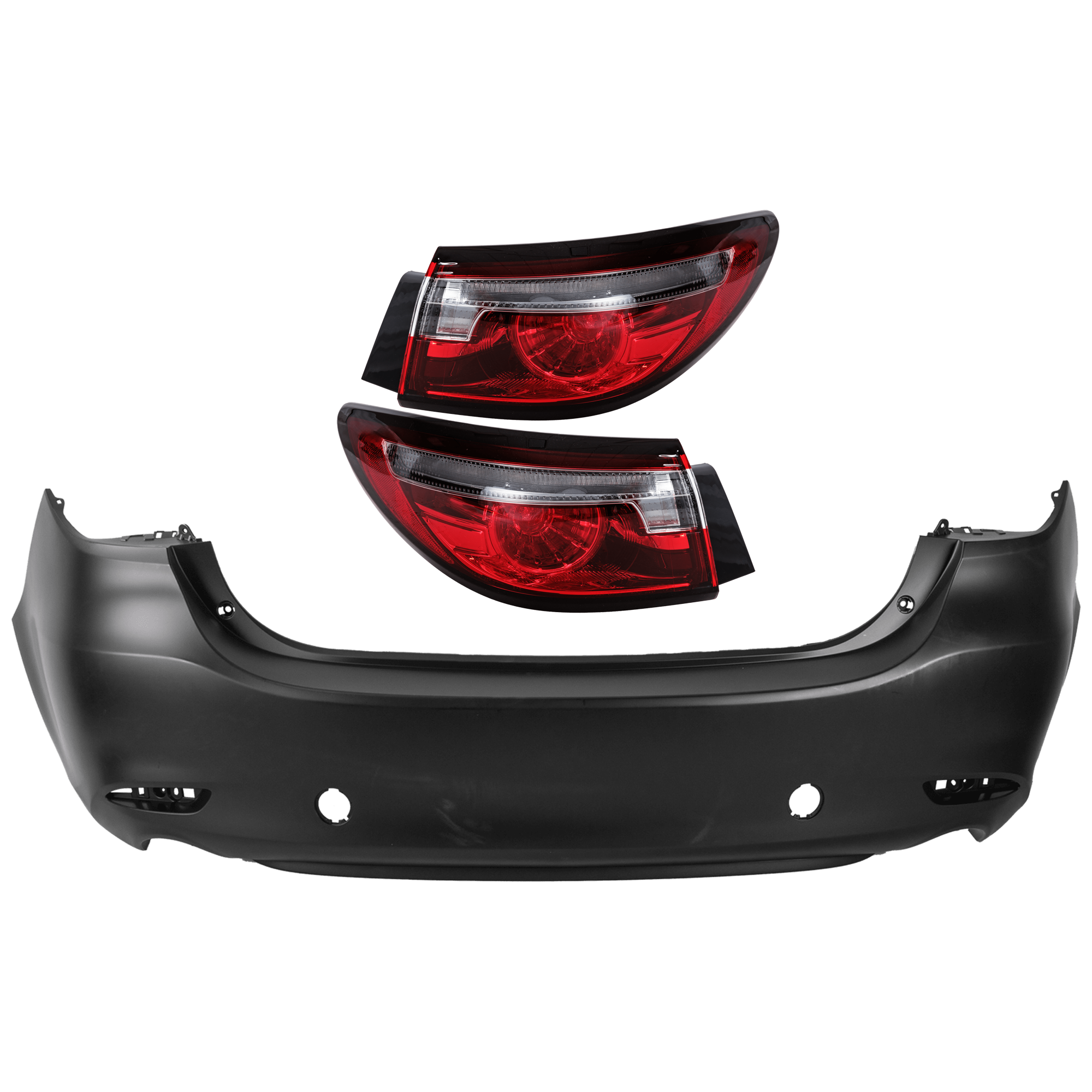 AM MAZDA 6-18-21 TAIL LAMP RH AND LH Outer 3 pc Kit Assembly LED with Bumper Cover SKU KIT 030626-13 Partslink MA2804127 MA2805127 MA1100227 OEM GRF551150B GRF551160B GBVG5022