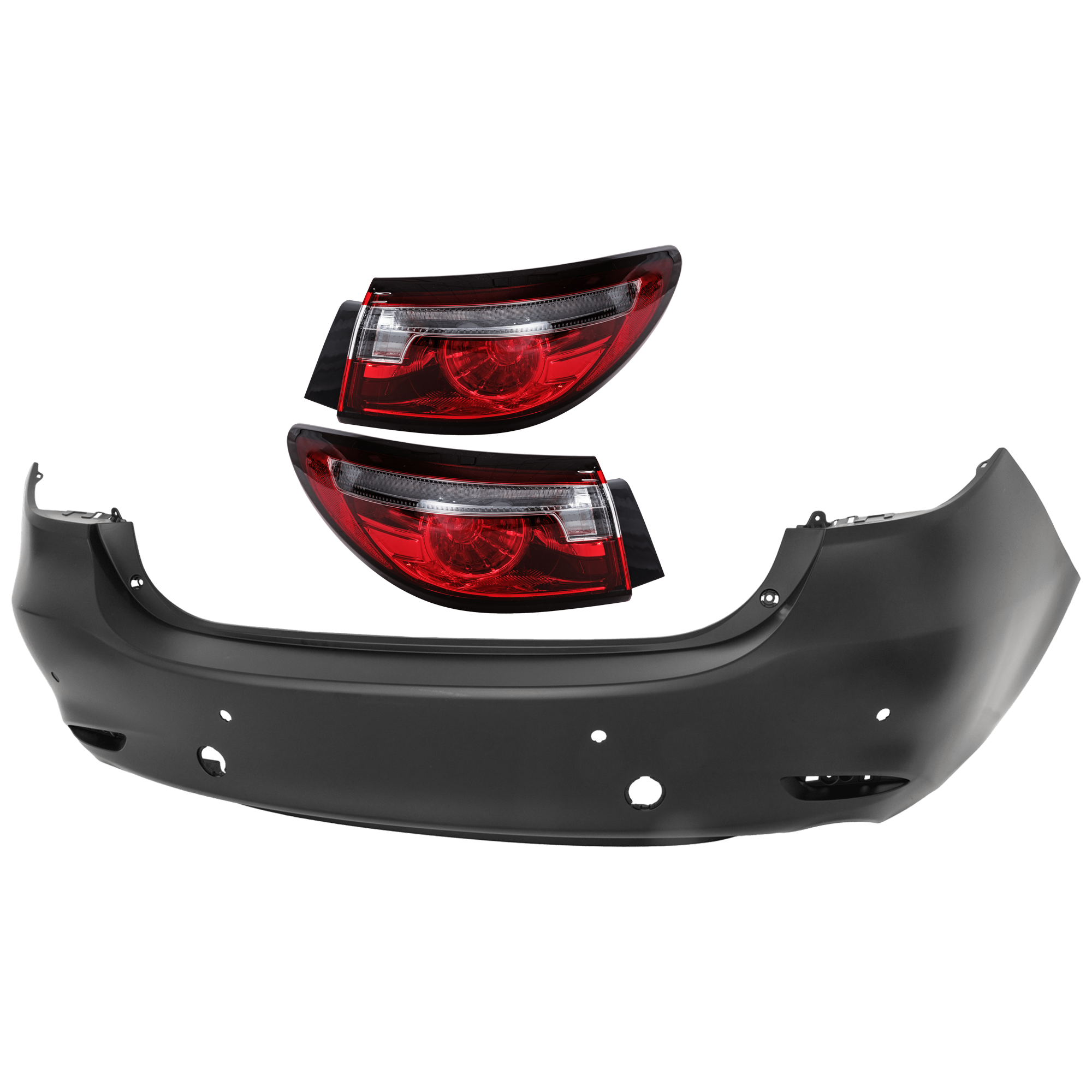AM MAZDA 6-18-21 TAIL LAMP RH AND LH Outer 3 pc Kit Assembly LED with Bumper Cover SKU KIT 030626-14 Partslink MA2804127 MA2805127 MA1100228 OEM GRF551150B GRF551160B GSK25022
