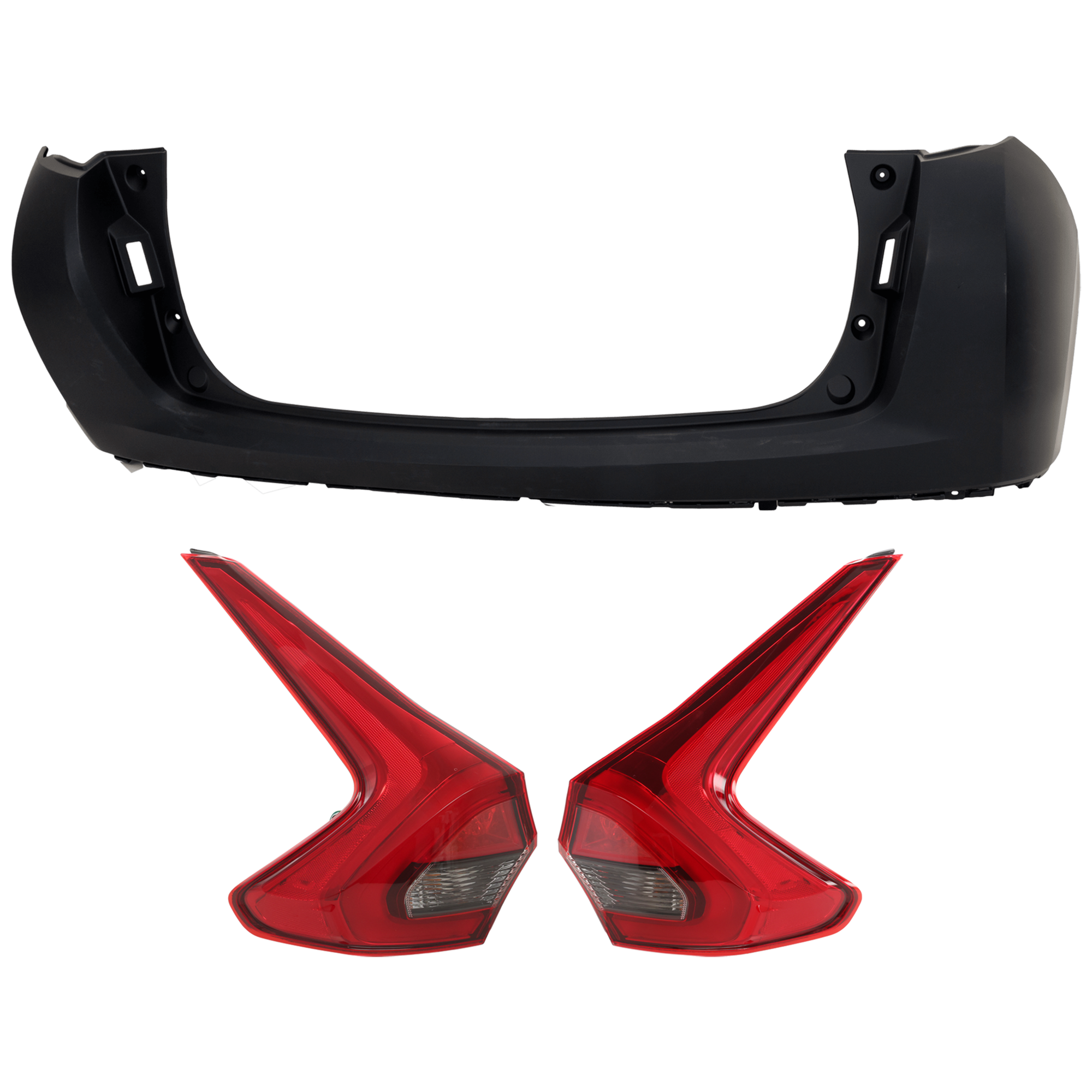 AM ECLIPSE CROSS 18-20 TAIL LAMP RH AND LH Outer 3 pc Kit Assembly LED with Bumper Cover CAPA SKU KIT 030626-15 Partslink MI1114100C MI2804110C MI2805110C OEM 6410F379-8330B013-8330B014