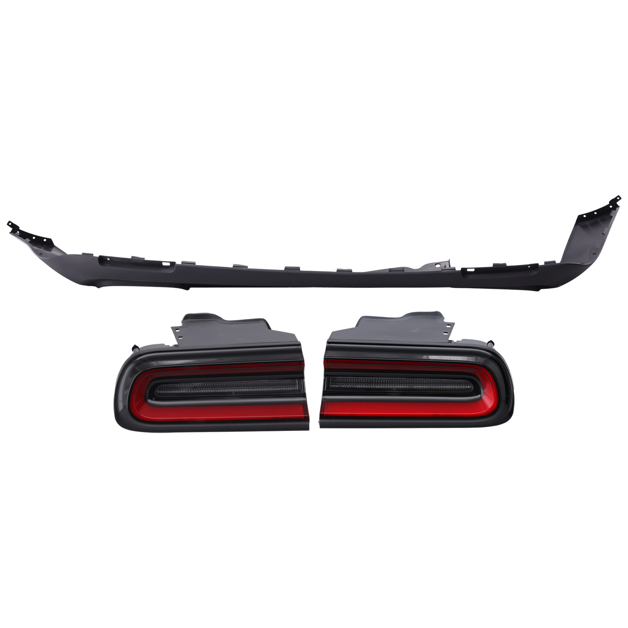 AM CHALLENGER 15-23 TAIL LAMP RH AND LH Outer 3 pc Kit Assembly LED with Bumper Cover CAPA SKU KIT 030626-37 Partslink CH1195119C CH2800207C CH2801207C OEM 68260009AC 68403954AC 68510770