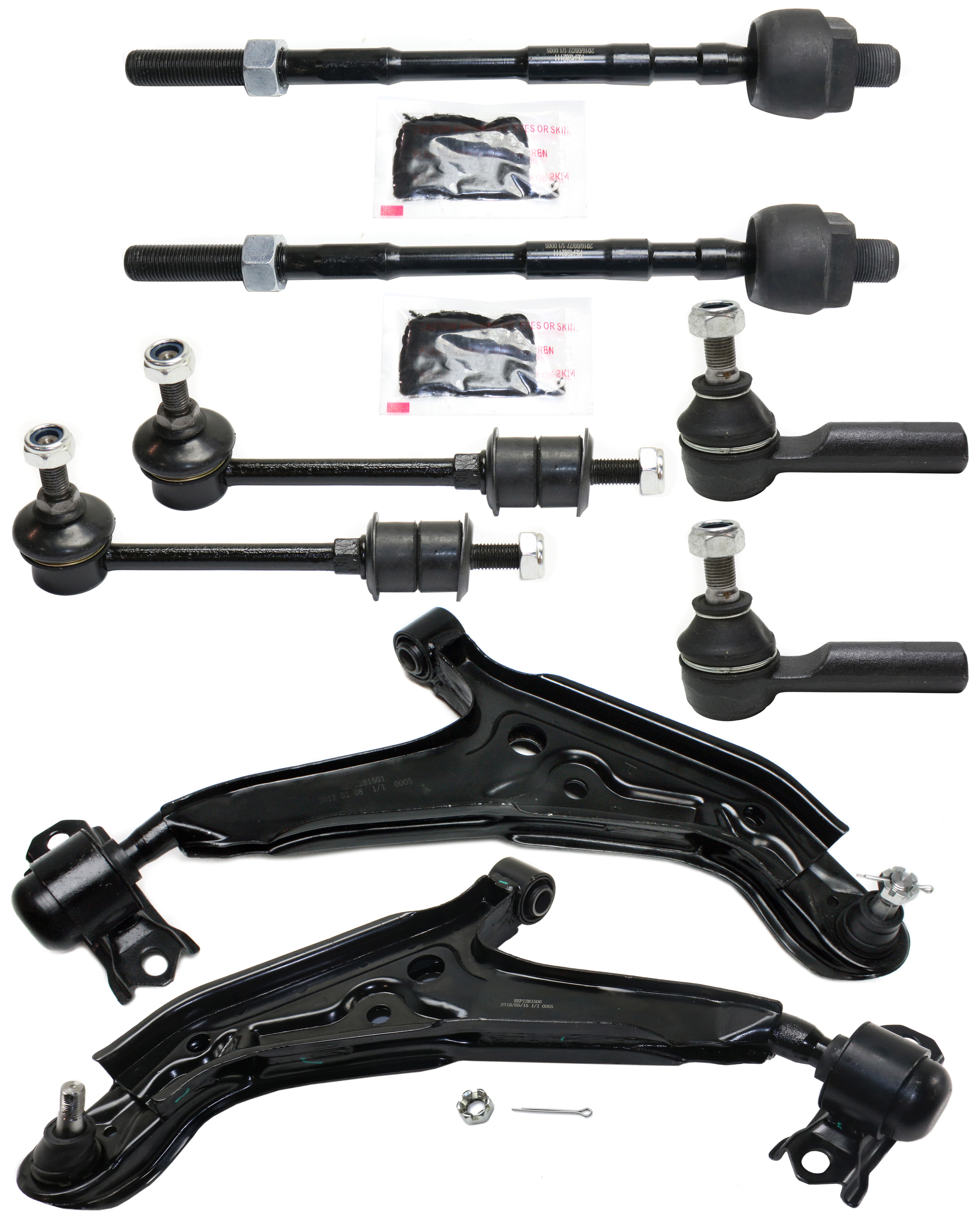 AM G20-99-02 FRONT CONTROL ARM KIT RH AND LH Lower w ball joint s 8 pc Kit with Sway Bar Link and Tie Rod End SKU KIT 030717-05 OEM 545012J011-545012F500-545002J0