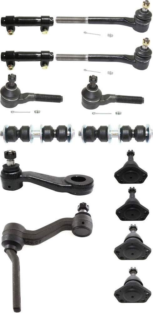 AM BLAZER JIMMY 98-05 FRONT SUSPENSION KIT 14 pc kit with Ball Joint Idler Arm Pitman Arm Sway Bar Link Tie Rod Adjusting Sleeve and Tie Rod End SKU KIT 030717-10 OEM 10390-286004-2601274-5051104-1