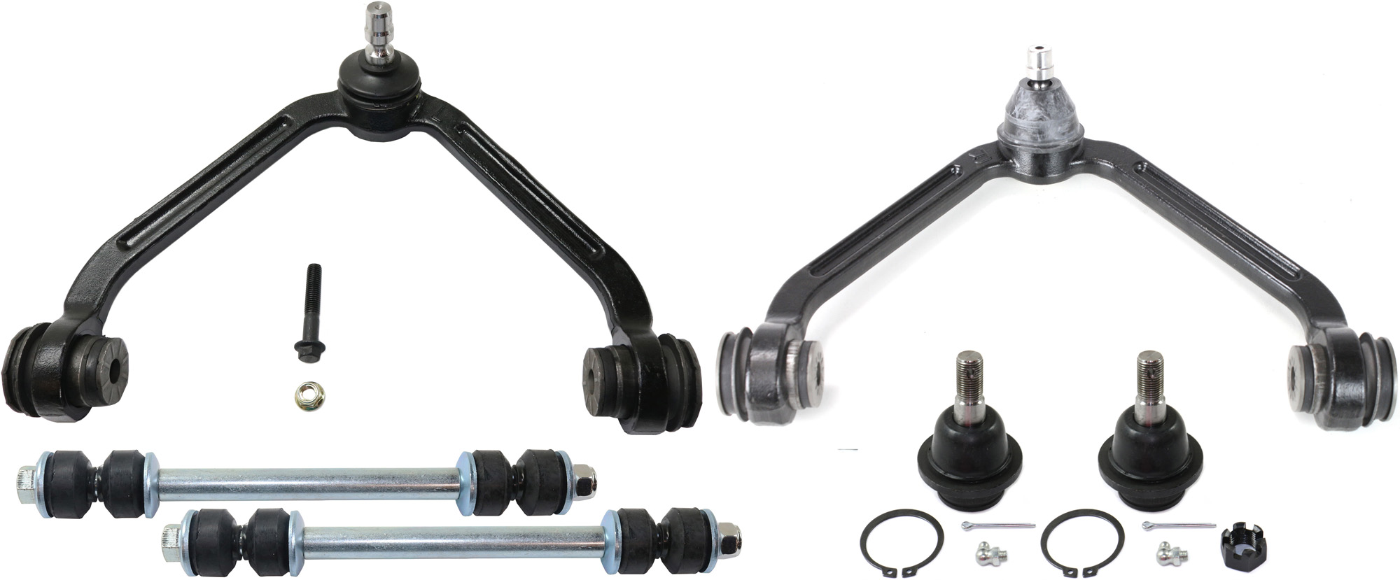 AM EXPLORER 95-01 EXPLORER SPORT TRAC 01-05 FRONT CONTROL ARM KIT RH AND LH Upper w ball joint s 6 pc Kit with Ball Joint and Sway Bar Link SKU KIT 030717-16 OEM 104222-285019-1016769-26014