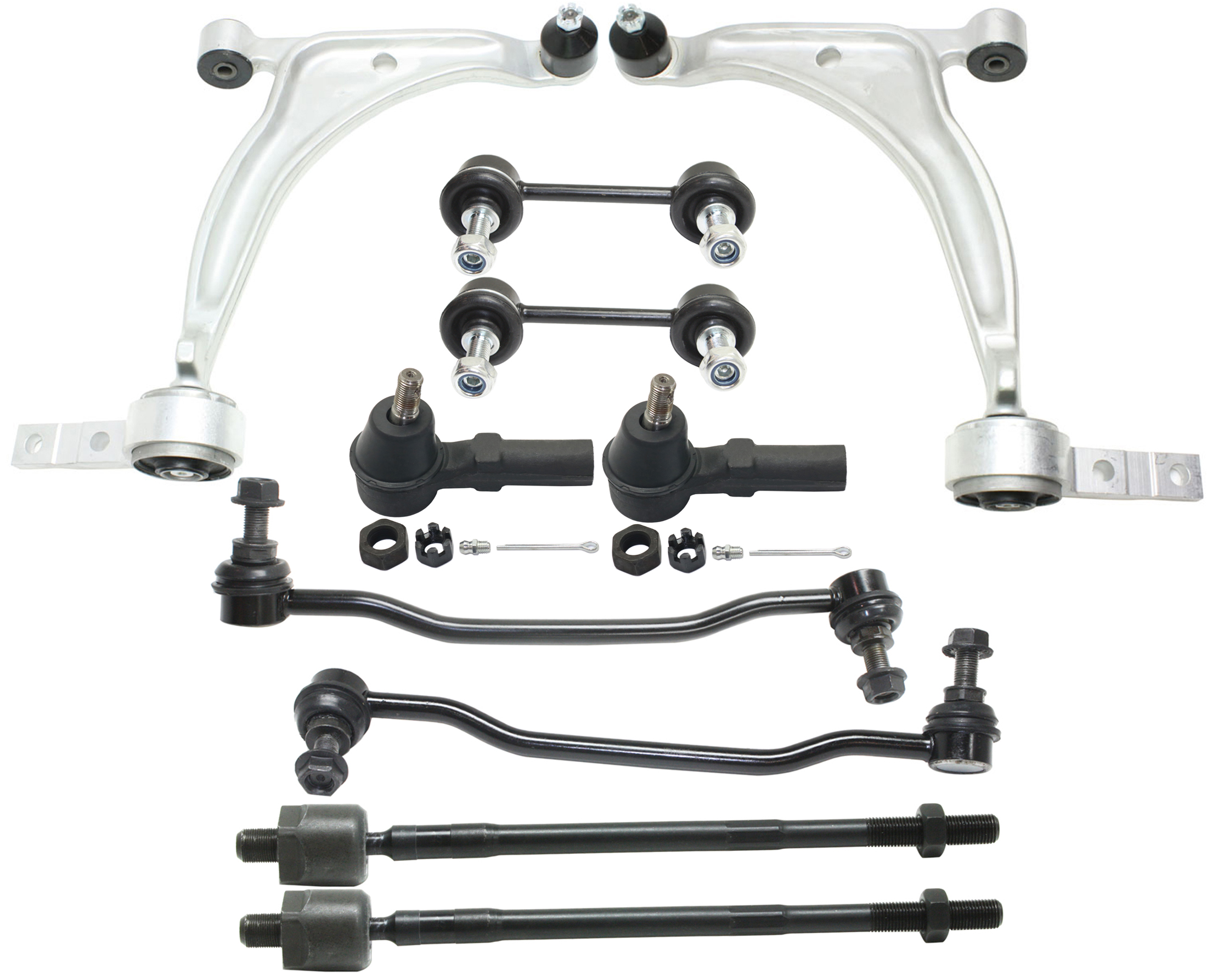 AM ALTIMA 05-06 FRONT CONTROL ARM KIT RH AND LH Lower w ball joint s 10 pc Kit with Sway Bar Link and Tie Rod End SKU KIT 030717-20 Partslink NI4520101 OEM 545017Y00A 545018J000-545007Y0