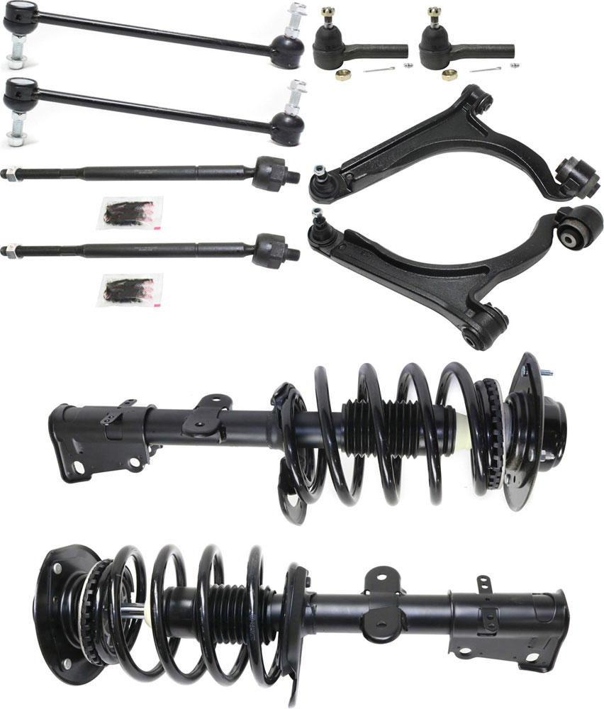 AM PACIFICA 04-08 FRONT CONTROL ARM KIT RH AND LH Lower 10 pc kit with Shock Absorber and Strut Assembly Sway Bar Links and Tie Rod Ends SKU KIT 030717-22 OEM 4743477AI 4743476AI 4725865AD