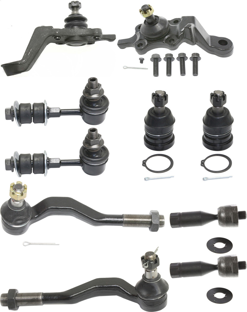 AM TACOMA 95-00 FRONT SUSPENSION KIT RH and LH 10 pc kit with Ball Joints Sway Bar Links and Tie Rod Ends SKU KIT 030717-24 OEM 104282-1014813-2601520-5051