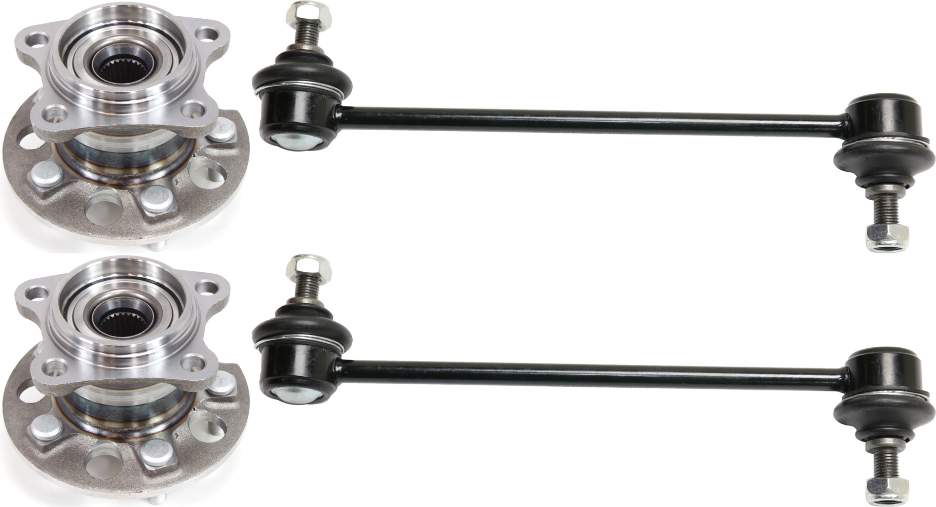 AM HIGHLANDER 04-13 VENZA 09-16 REAR SUSPENSION KIT RH AND LH 4 pc Kit w Sway Bar Links and Wheel Hubs SKU KIT 030717-27 OEM 18309-1014910-1015736-2651482