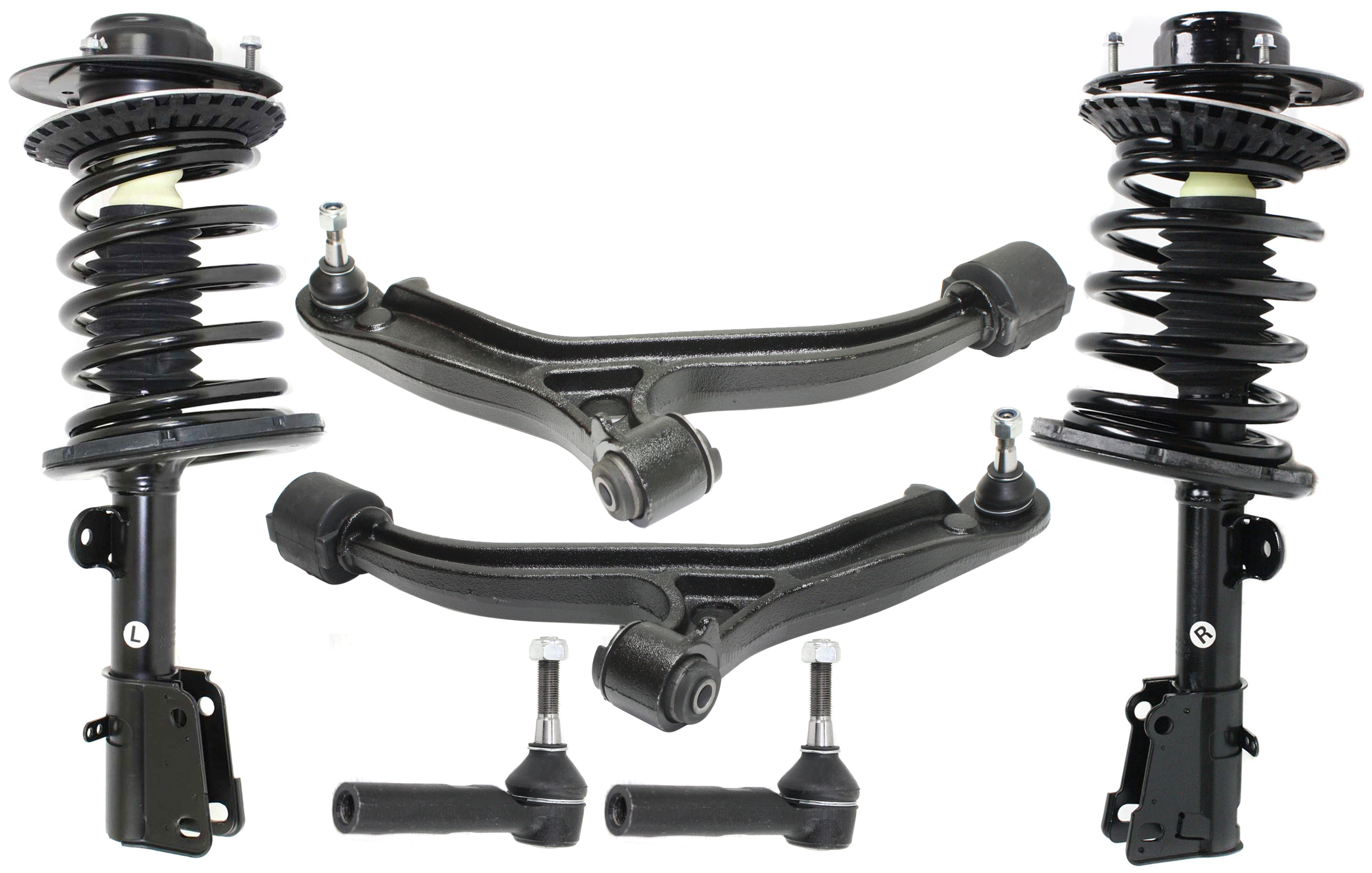 AM CARAVAN TOWN COUNTRY 01-04 CONTROL ARM KIT 6 pc kit Front RH and LH with Tie Rod End and Shock Absorber and Strut Assembly SKU KIT 030718-04 OEM 4743835AB 4743834AB 5066336AA