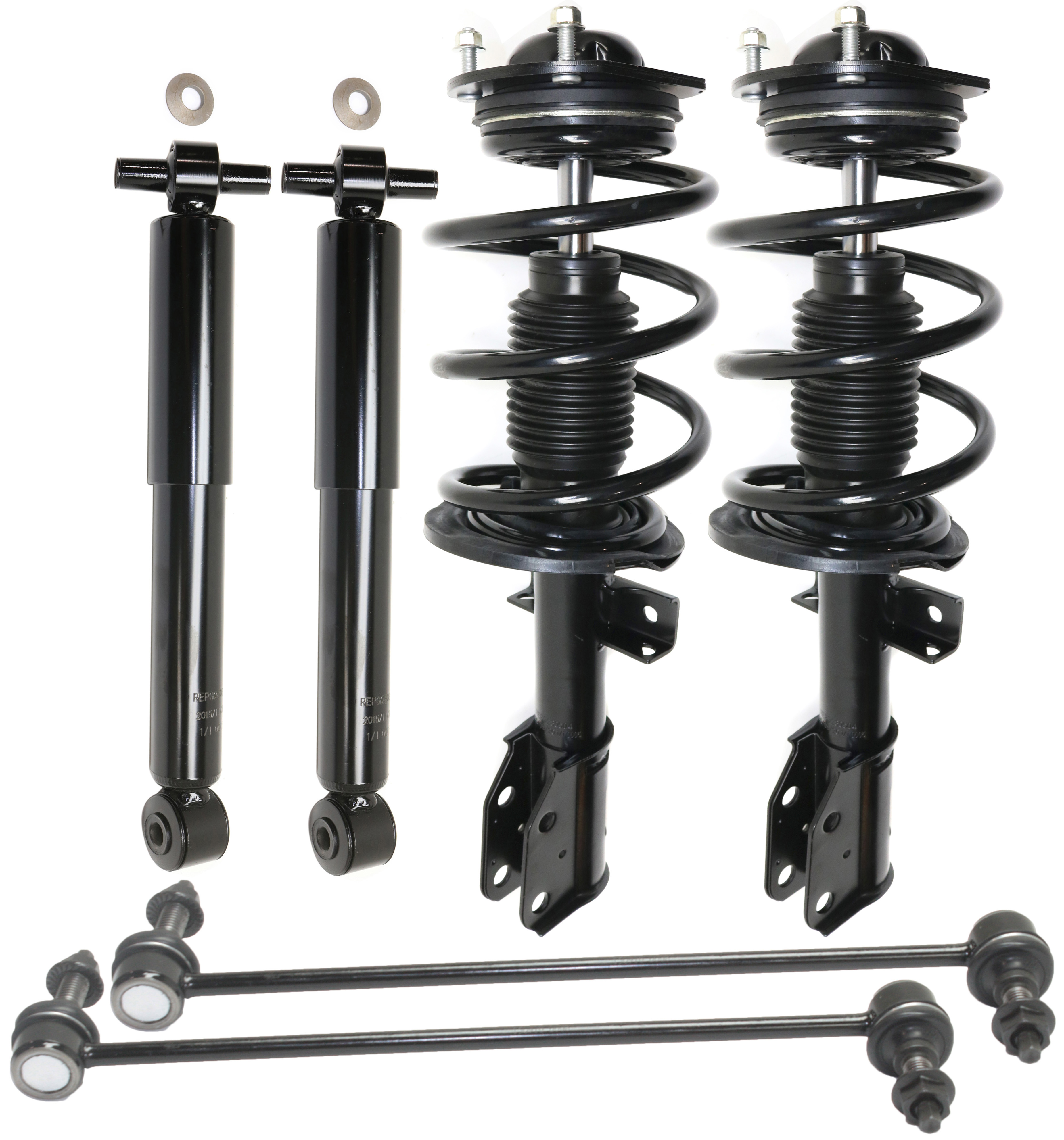 AM ACADIA 07-12 SUSPENSION KIT RH and LH 6 pc Kit with Loaded Struts Shock Absorbers and Sway Bar Links SKU KIT 030718-06 OEM 20757505-20862317-23147603-265