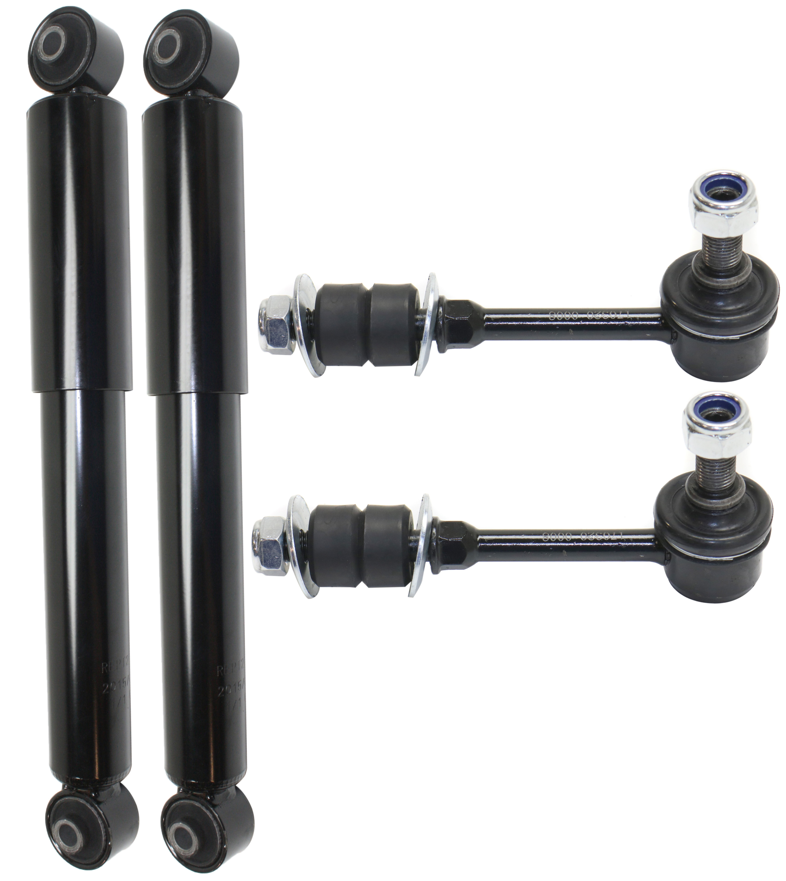 AM RAV4-16-18 REAR SUSPENSION KIT RH AND LH 4 pc kit with Shock Absorbers and Sway Bar Links SKU KIT 030718-17 OEM 485310R051-2651869-2653230-545