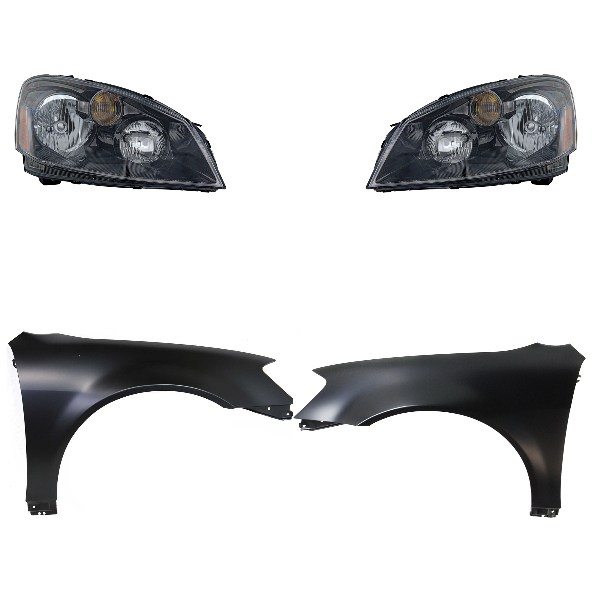 AM ALTIMA 05-06 HEAD LAMP RH AND LH Assembly Halogen 4 pc Kit with Fenders SKU KIT 030823-14603 Partslink NI2503156 NI2502156 NI1240171 NI1241171 OEM 26010ZB525-26060ZB525-631138J0