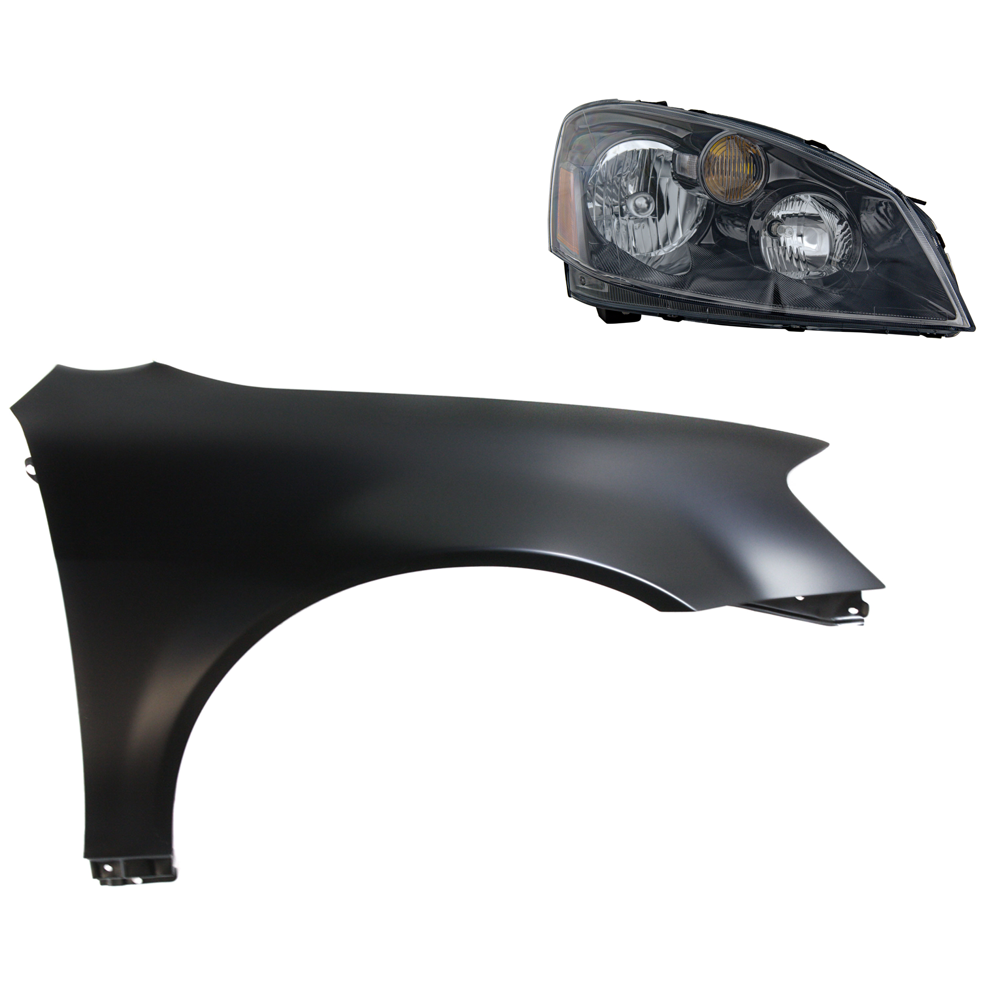 AM ALTIMA 05-06 HEAD LAMP RH Assembly Halogen 2 pc Kit with Fender SKU KIT 030823-14604 Partslink NI2503156 NI1241171 OEM 26010ZB525-631128J030
