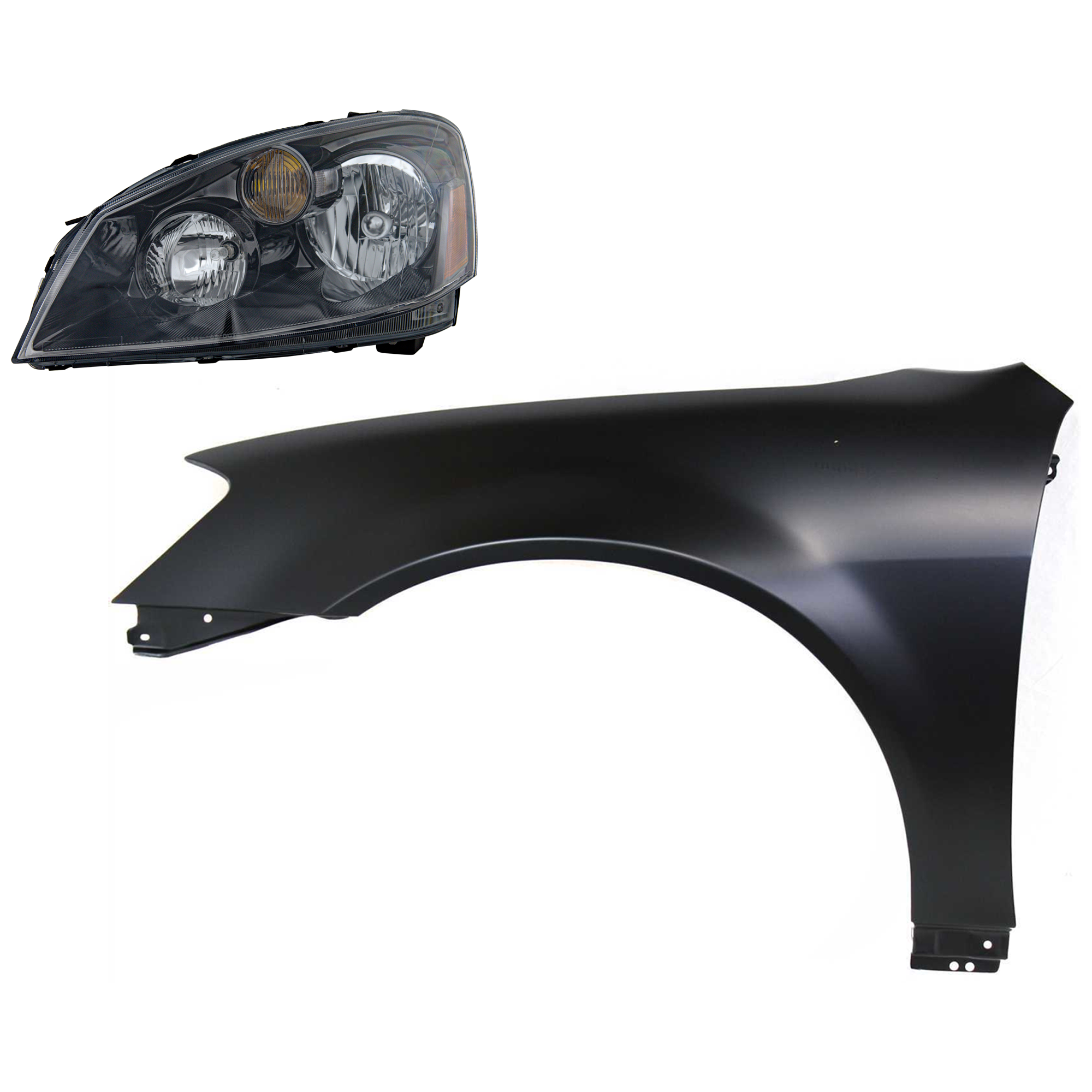 AM ALTIMA 05-06 HEAD LAMP LH Assembly Halogen 2 pc Kit with Fender SKU KIT 030823-14605 Partslink NI2502156 NI1240171 OEM 26060ZB525-631138J030