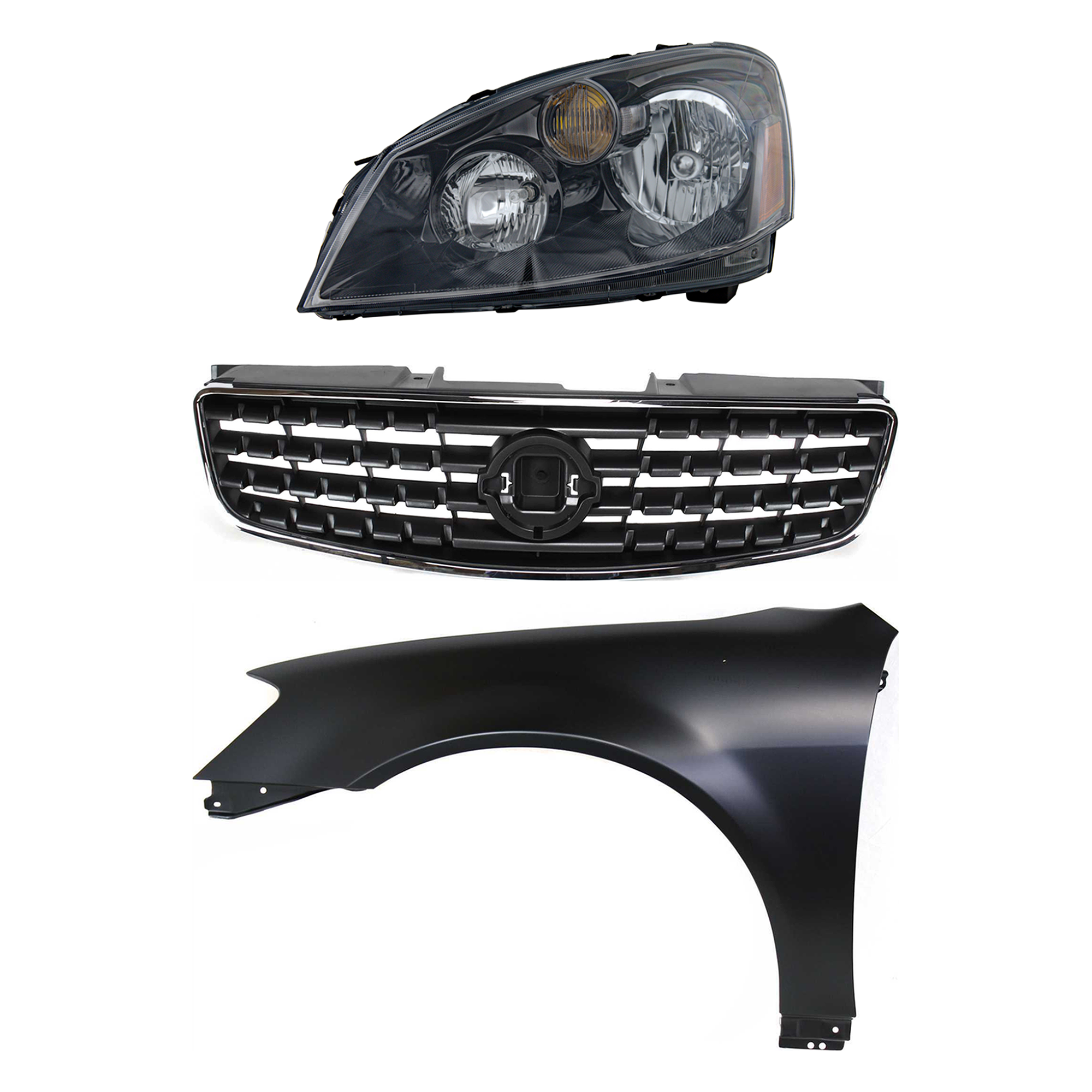 AM ALTIMA 05-06 HEAD LAMP LH Assembly Halogen 3 pc Kit with Fender and Grille Assembly SKU KIT 030823-14702 Partslink NI2502156 NI1240171 NI1200213 OEM 26060ZB525-631138J030-62070ZB0