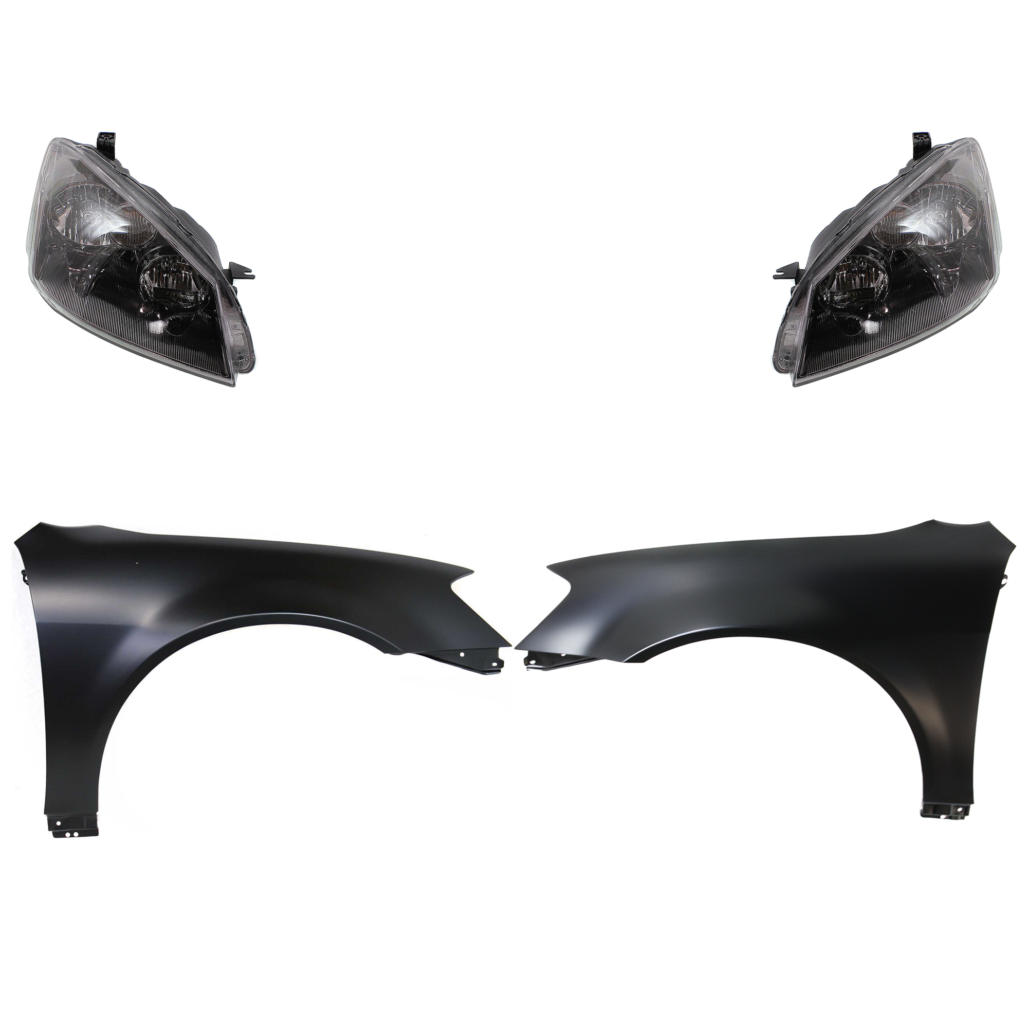AM ALTIMA 05-06 HEAD LAMP RH AND LH Lens and Housing HID Xenon 4 pc Kit with Fenders SKU KIT 030823-14803 Partslink NI2519104 NI2518104 NI1240171 NI1241171 OEM 26025ZB900-26075ZB900-631138J0