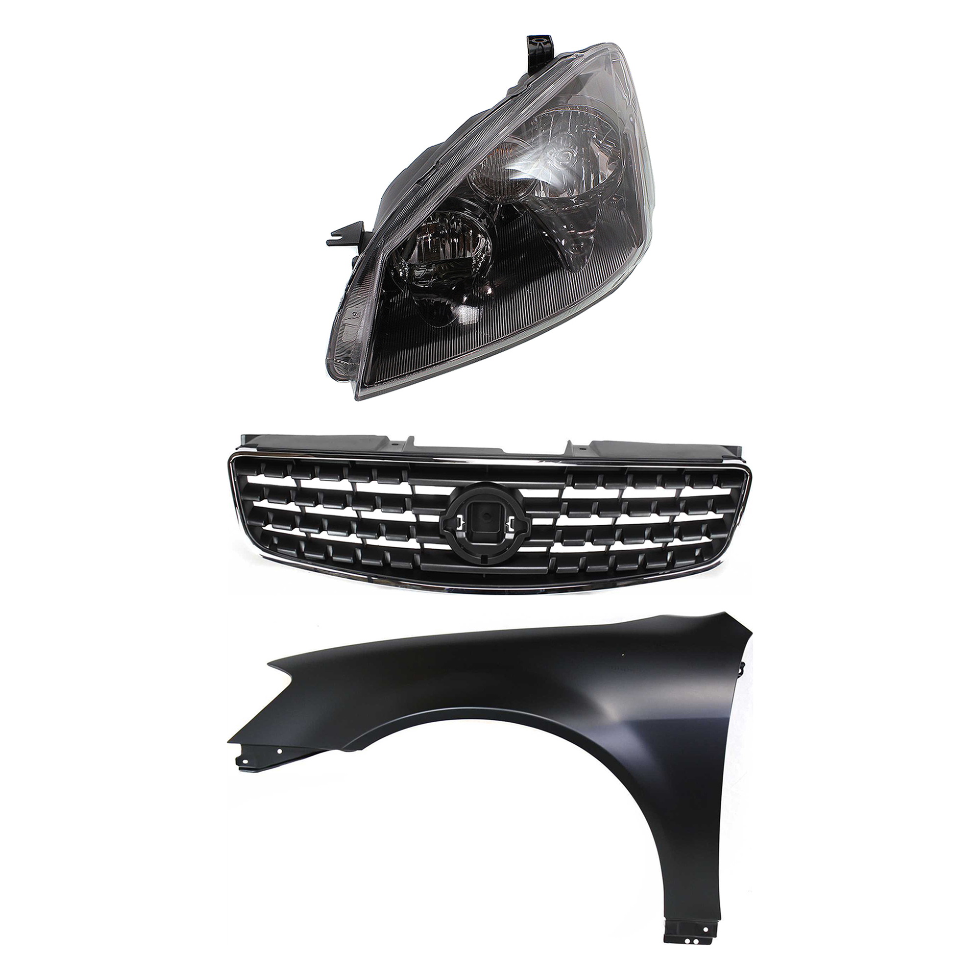 AM ALTIMA 05-06 HEAD LAMP LH Lens and Housing HID Xenon 3 pc Kit with Fender and Grille Assembly SKU KIT 030823-14902 Partslink NI2518104 NI1240171 NI1200213 OEM 26075ZB900-631138J030-62070ZB0