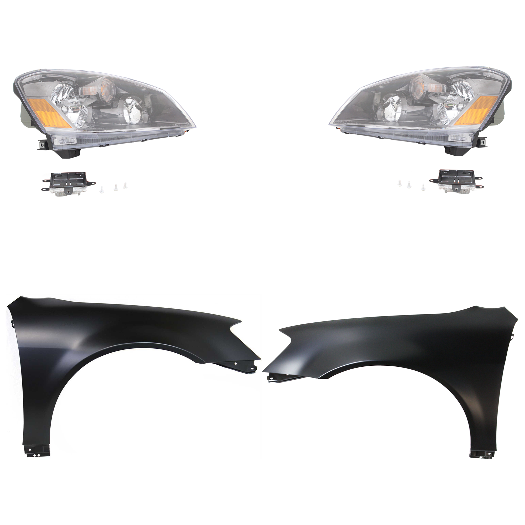AM ALTIMA 05-05 HEAD LAMP RH AND LH Assembly HID Xenon With HID kit 4 pc Kit with Fenders SKU KIT 030823-15003 Partslink NI2503158 NI2502158 NI1240171 NI1241171 OEM 26010ZB925-26060ZB925-631138J0
