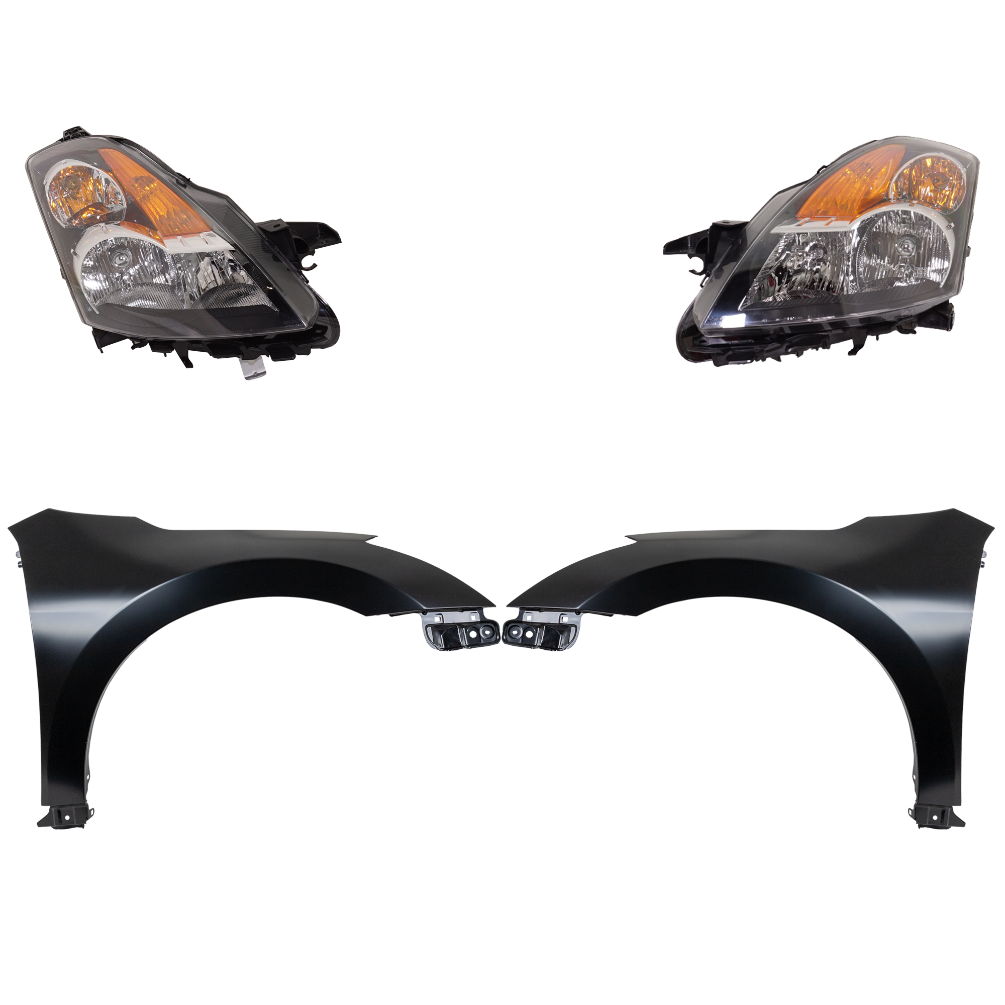 AM ALTIMA 07-07 HEAD LAMP RH AND LH Assembly Halogen 4 pc Kit with Fenders SKU KIT 030823-15803 Partslink NI2502166 NI2503166 NI1240186 NI1241186 OEM 26010JA000-26010JA00A 26060JA0