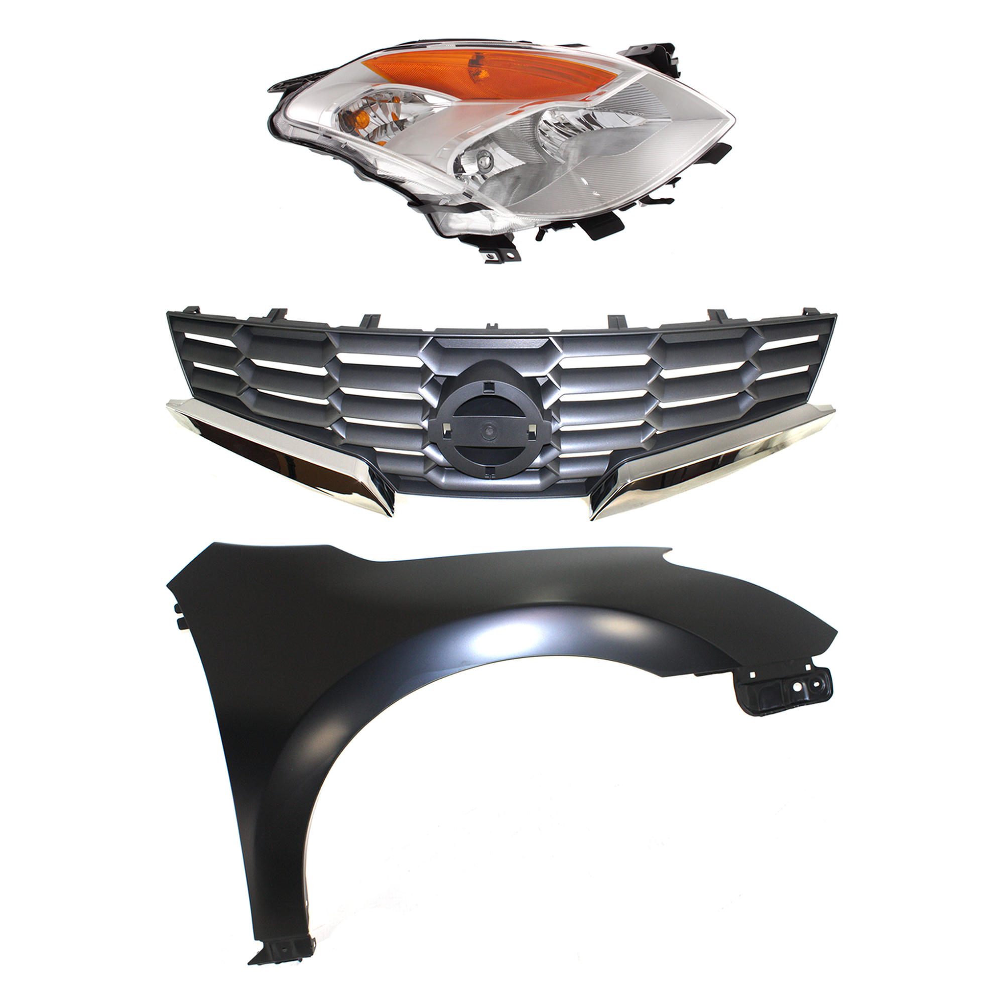 AM ALTIMA 08-08 HEAD LAMP RH Assembly HID Xenon with HID kit 3 pc Kit with Fender and Grille Assembly SKU KIT 030823-16001 Partslink NI2503178 NI1241195 NI1200225 OEM 26010ZN60A 63100ZN65A 62070JB1
