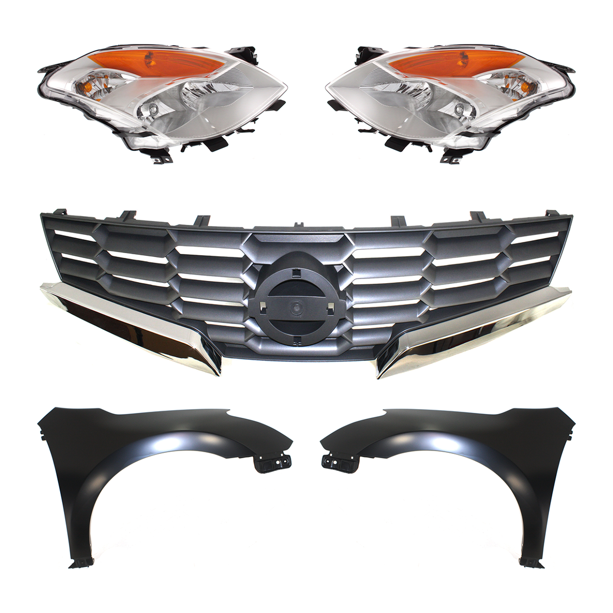 AM ALTIMA 08-08 HEAD LAMP RH AND LH Assembly HID Xenon With HID kit 5 pc Kit with Fenders and Grille Assembly SKU KIT 030823-160 Partslink NI2503178 NI2502178 NI1241195 NI1240195 NI1200225 OEM 26010ZN60A 26060ZN60A 63100ZN6