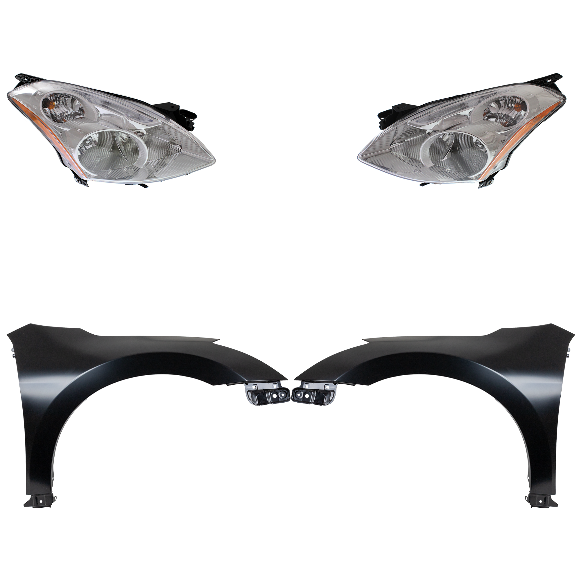 AM ALTIMA 10-12 HEAD LAMP RH AND LH Assembly HID Xenon With HID kit 4 pc Kit with Fenders SKU KIT 030823-16403 Partslink NI2502194 NI2503194 NI1240186 NI1241186 OEM 26010ZX20A 26060ZX20A 63101ZN5