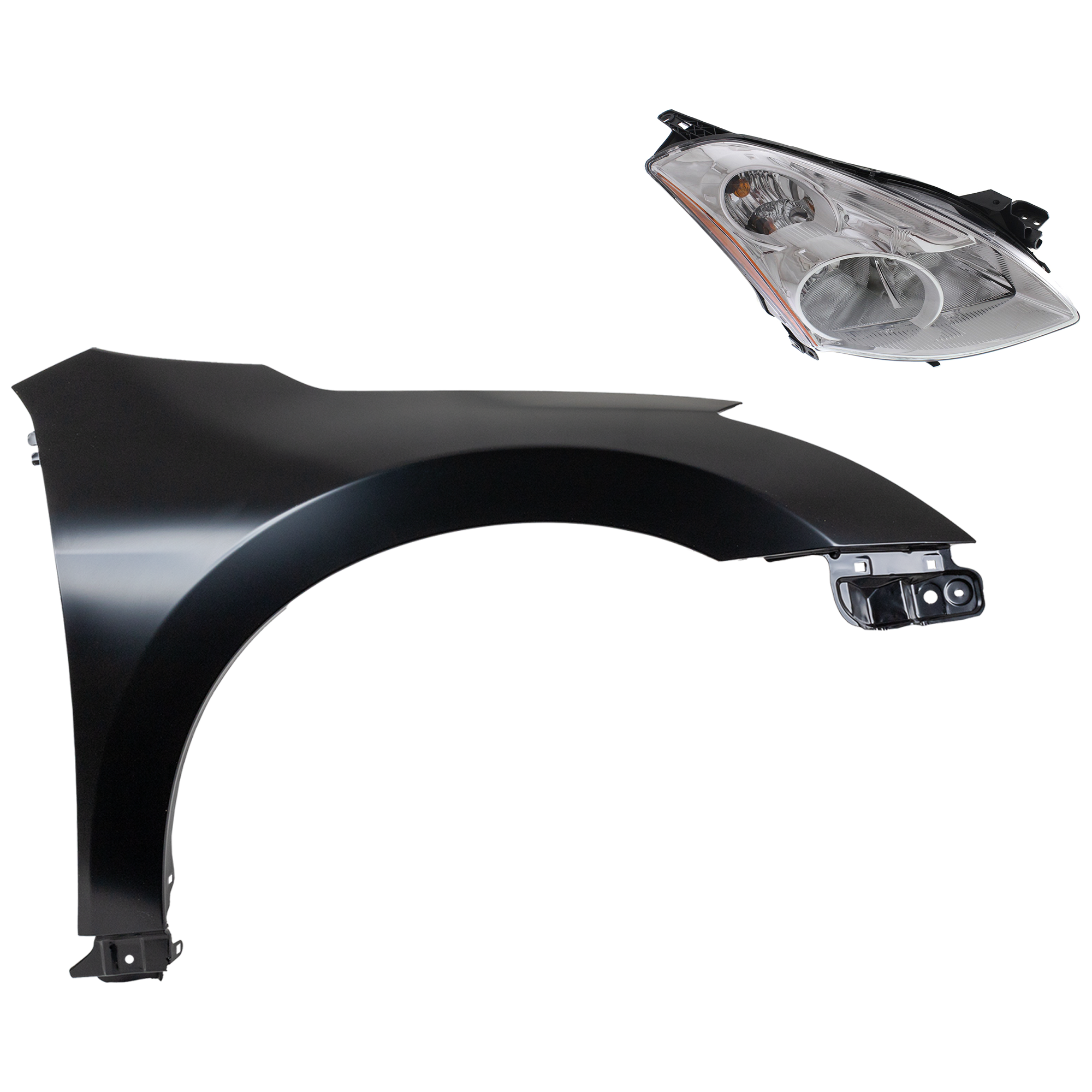 AM ALTIMA 10-12 HEAD LAMP RH Lens and Housing HID Xenon 2 pc Kit with Fender SKU KIT 030823-16504 Partslink NI1241186 OEM 26010ZX20A PFM 63100ZN55A