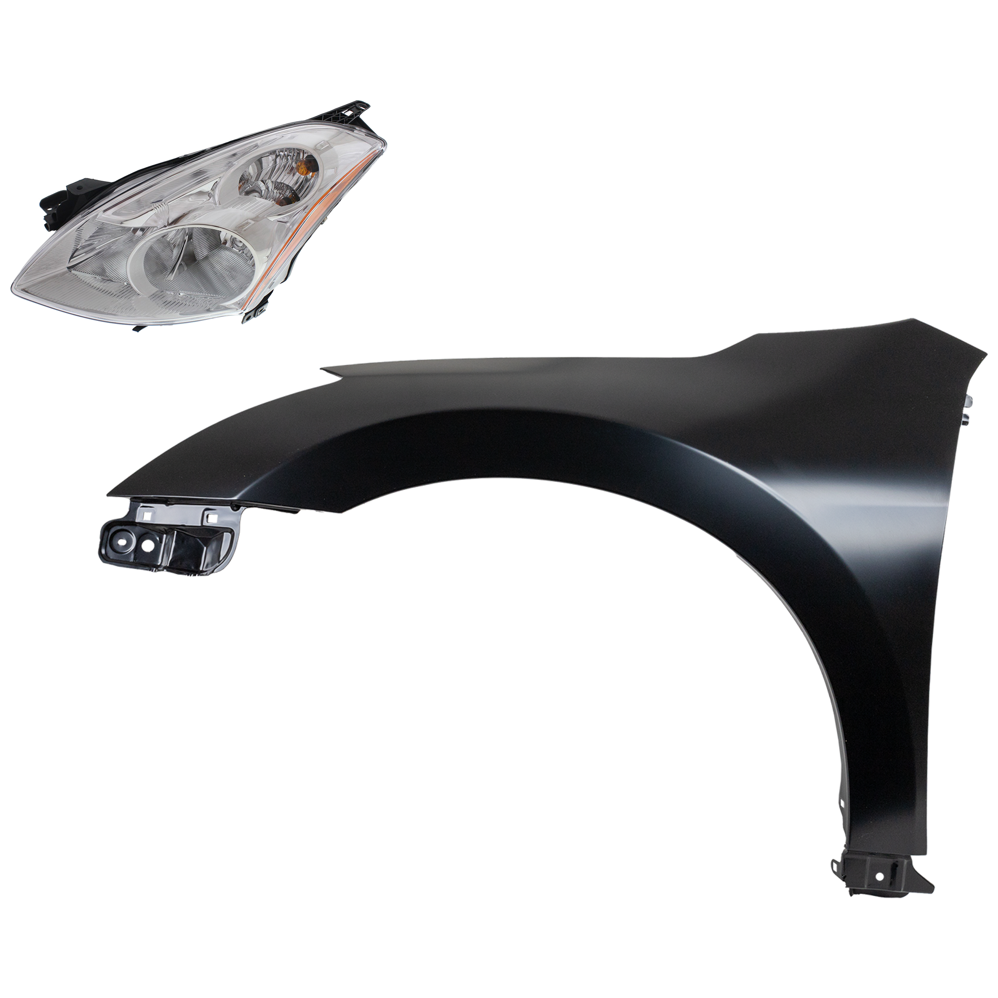 AM ALTIMA 10-12 HEAD LAMP LH Lens and Housing HID Xenon 2 pc Kit with Fender SKU KIT 030823-16505 Partslink NI1240186 OEM 26060ZX20A PFM 63101ZN55A