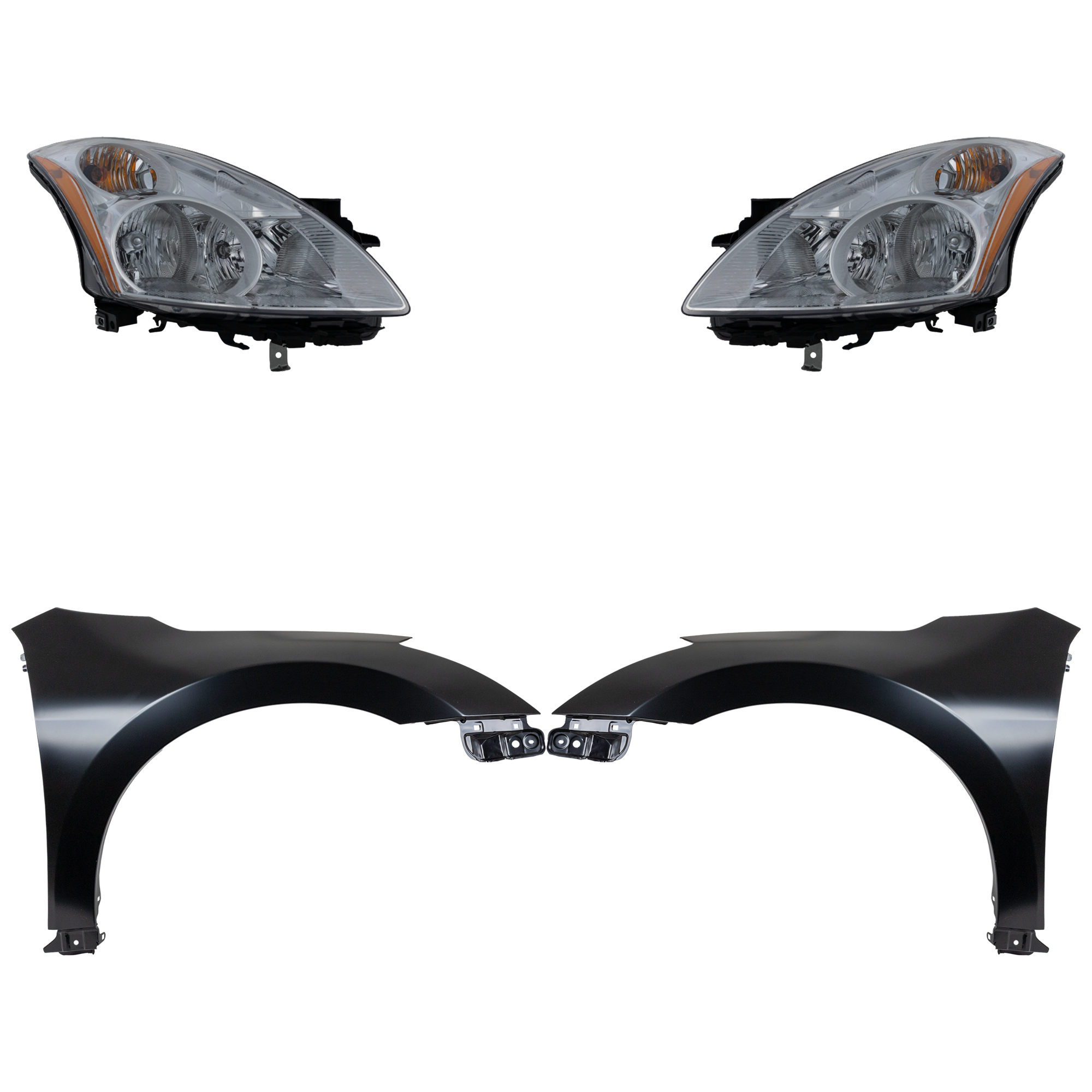 AM ALTIMA 10-12 HEAD LAMP RH AND LH Assembly Halogen 4 pc Kit with Fenders CAPA SKU KIT 030823-16703 Partslink NI1240186C NI1241186C NI2502190C NI2503190C OEM 26010ZX00A 26060ZX00A 63100ZN5