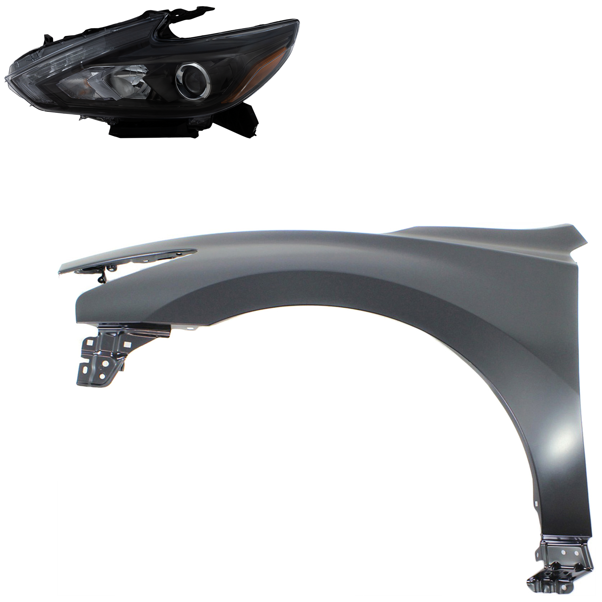 AM ALTIMA 13-15 HEAD LAMP LH Assembly LED 2 pc Kit with Fender SKU KIT 030823-16905 Partslink NI2502243 NI1240205 OEM 260609HS3B 631013TA0A