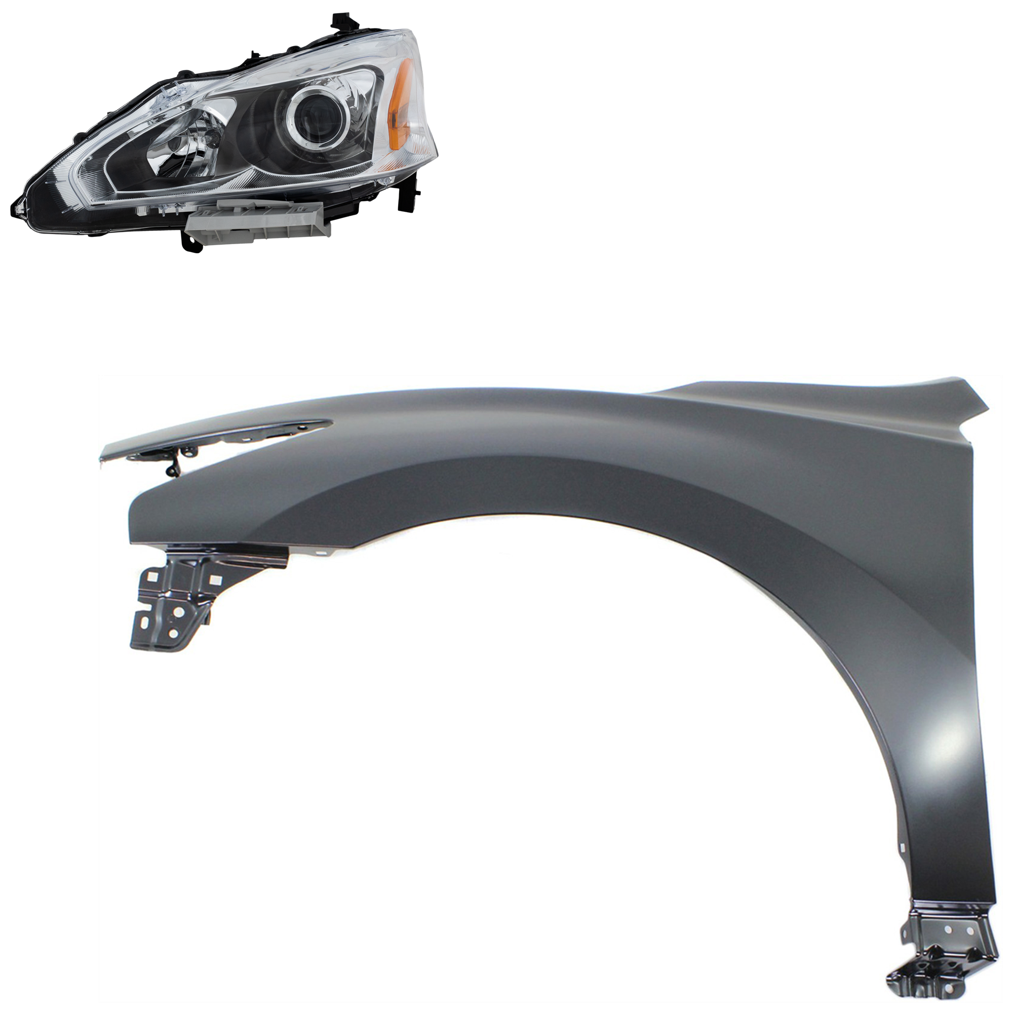 AM ALTIMA 13-15 HEAD LAMP LH Assembly Halogen 2 pc Kit with Fender CAPA SKU KIT 030823-17005 Partslink NI1240205C NI2502208C OEM 260603TA9A 631013TA0A