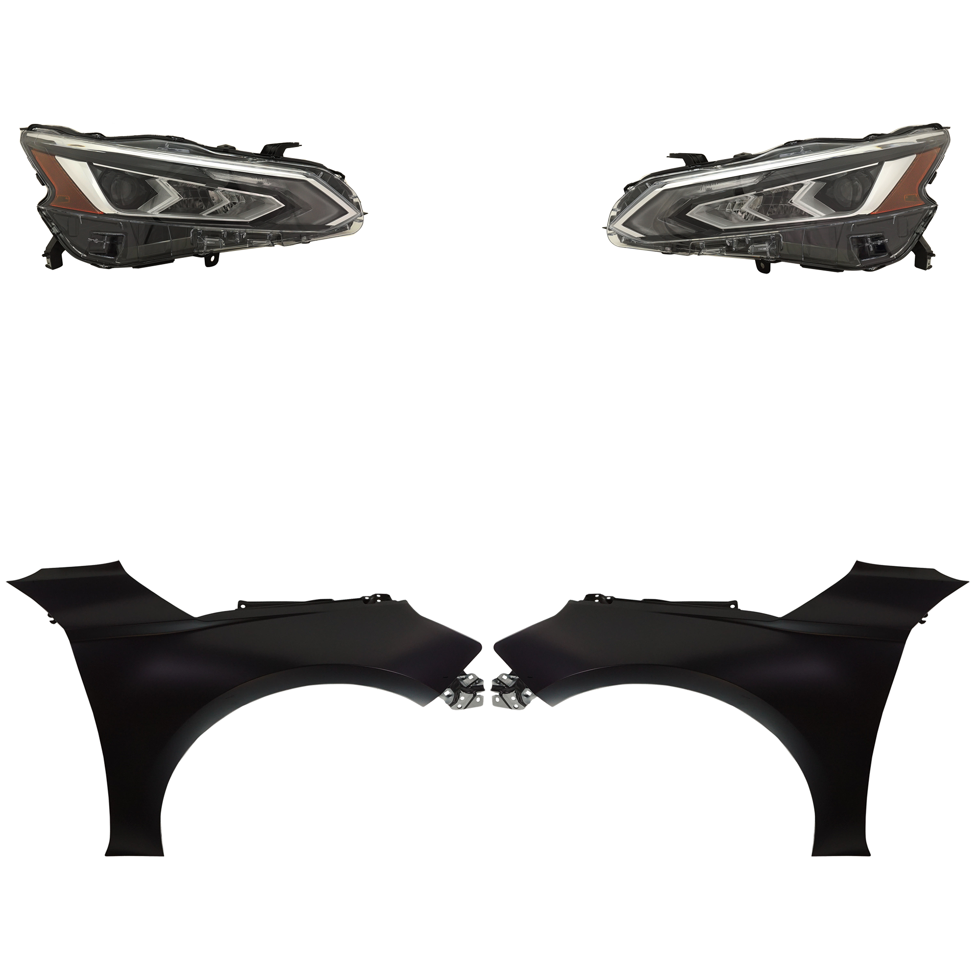 AM ALTIMA 19-22 HEAD LAMP RH AND LH 4 pc Kit Assembly LED with Fenders SKU KIT 030823-17703 Partslink NI2503266 NI2502266 NI1240234 NI1241234 OEM 260106CA5B 260606CA5B 631016CA
