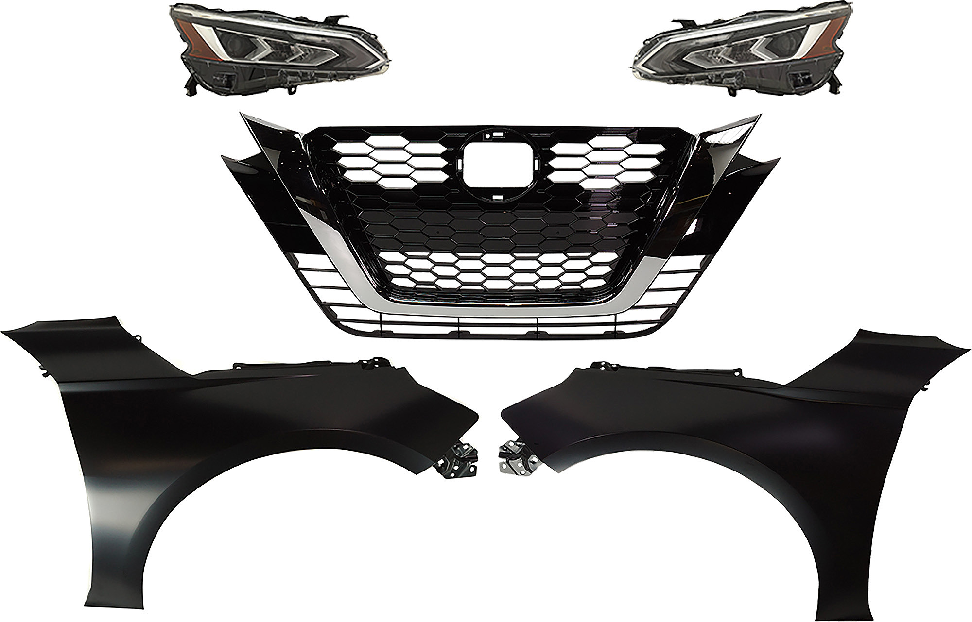 AM ALTIMA 19-22 HEAD LAMP RH AND LH Assembly LED 5 pc Kit S SL SV Models with Fenders and Grille SKU KIT 030823-177 Partslink NI2503266 NI2502266 NI1240234 NI1241234 NI1200292 OEM 260106CA5B 260606CA5B 631016CA
