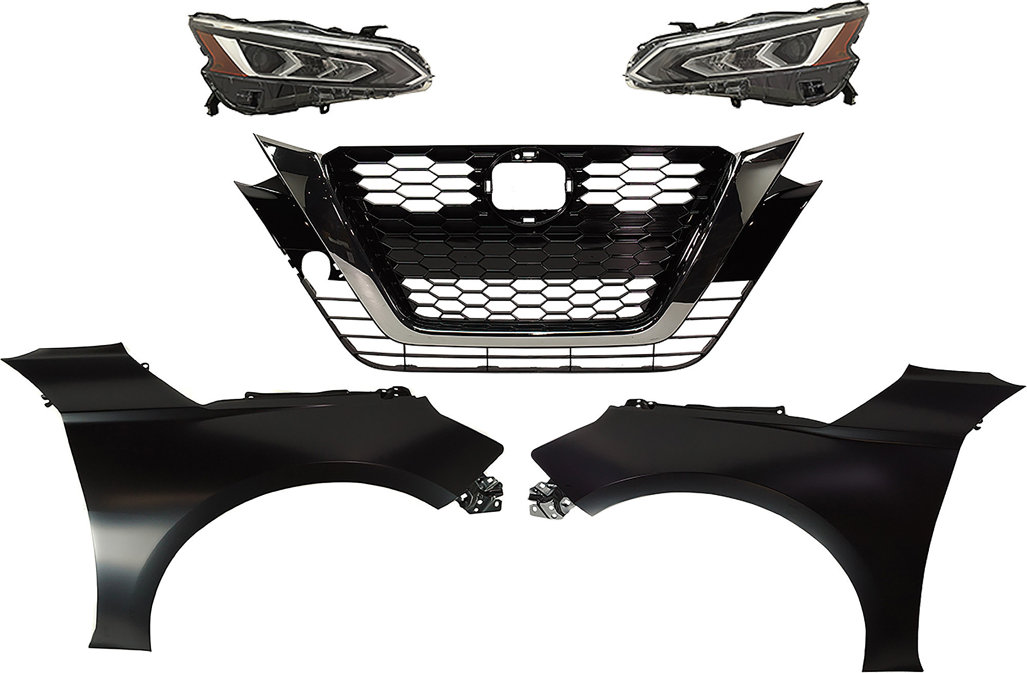 AM ALTIMA 19-22 HEAD LAMP RH AND LH Assembly LED 5 pc Kit SR Models with Fenders and Grille SKU KIT 030823-180 Partslink NI2503266 NI2502266 NI1240234 NI1241234 NI1200293 OEM 260106CA5B 260606CA5B 631016CA