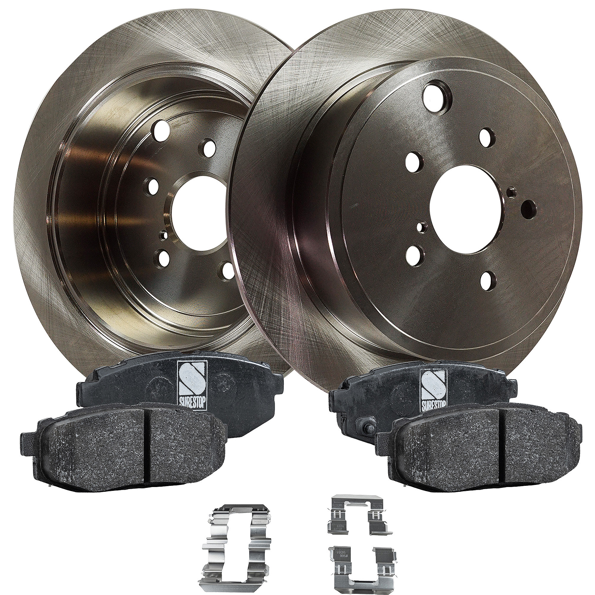 AM FR S 13-16 REAR BRAKE DISC AND PAD KIT 2 Wheel Set Plain Surface 5 Lugs Cast Iron Non Asbestos Organic SKU KIT 030823-28 OEM 26700FG000-26700AJ00A 26696CA0