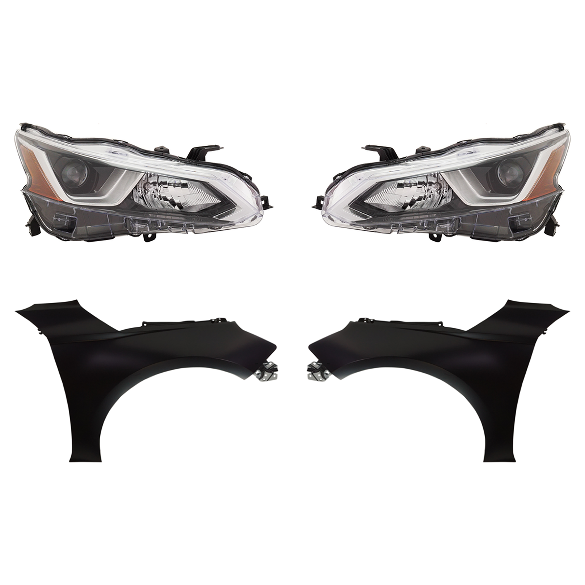 AM ALTIMA 19-21 FRONT FENDER RH AND LH Primed 4 pc Kit with Headlights SKU KIT 030823-7103 Partslink NI1240234C NI1241234C NI2502265C NI2503265C OEM 260106CA0A 260606CA0A 631006CA