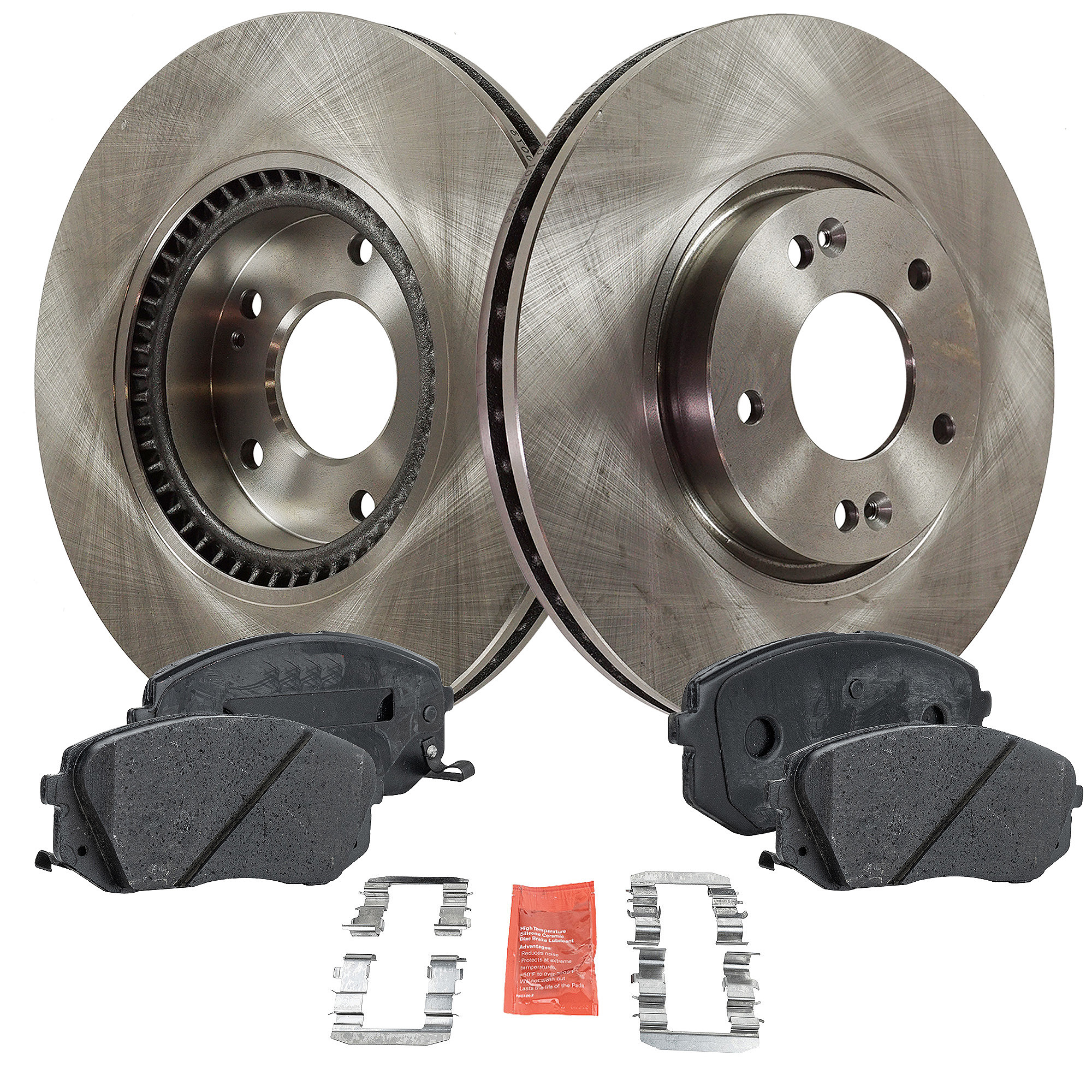 AM TUCSON 10-15 SPORTAGE 11-16 FRONT BRAKE DISC AND PAD KIT 4 pc kit SKU KIT 030923-04 OEM 517123K100-581011DA00-581012SA