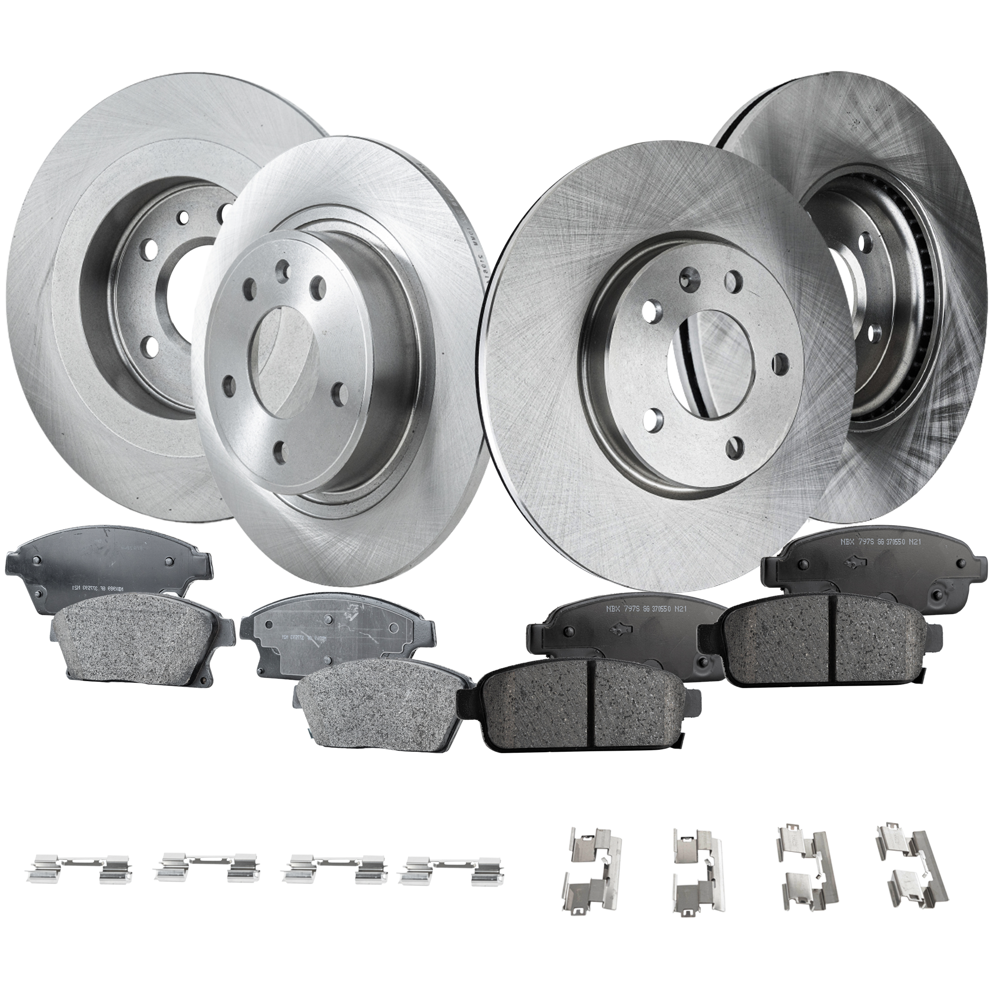 AM VOLT 15-15 VERANO 15-17 FRONT AND REAR BRAKE DISC AND PAD KIT 8 pc kit SKU KIT 030923-18 OEM 41274-55195-580899-850243-6004