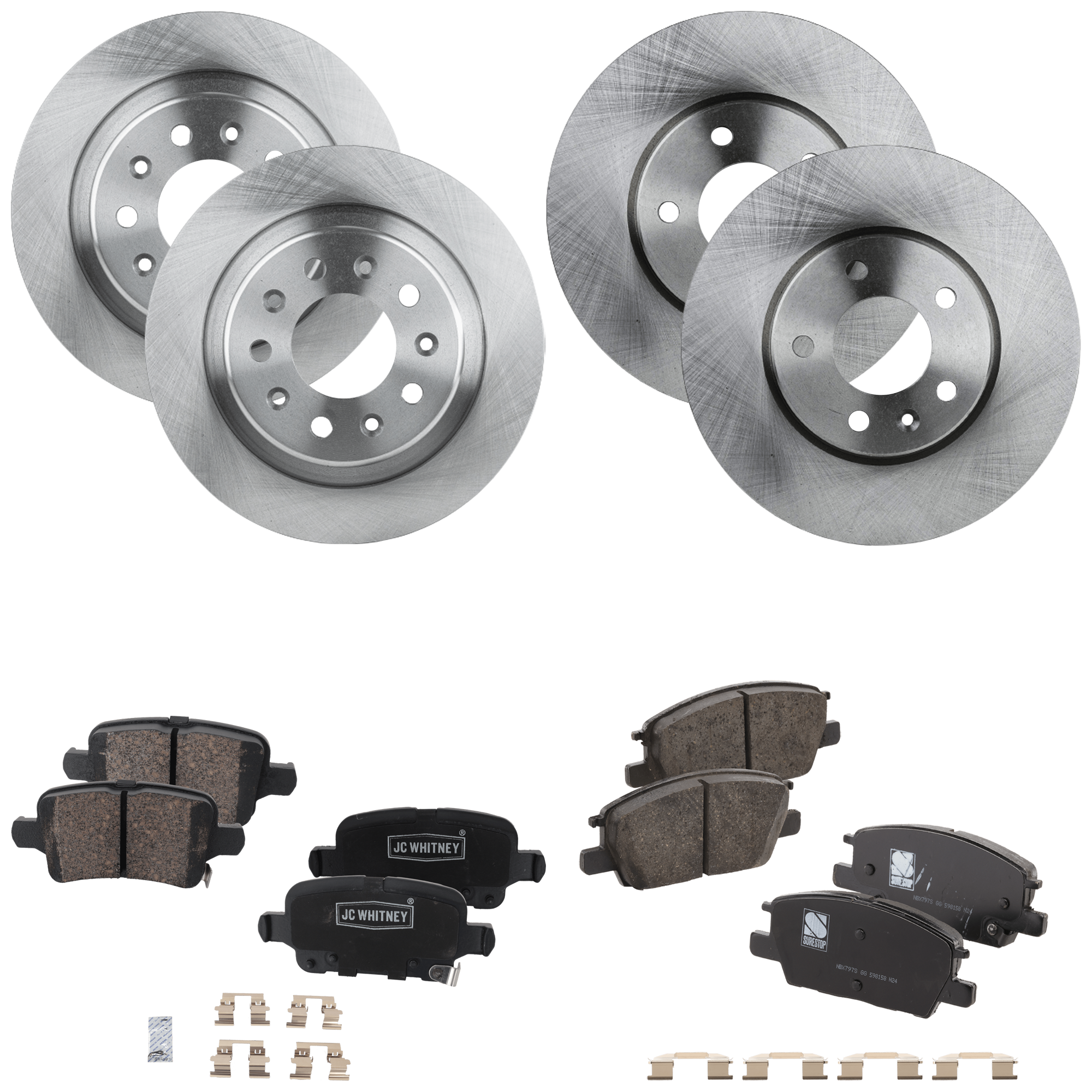 AM MALIBU 16-19 REGAL SPORTBACK 18-20 FRONT AND REAR BRAKE DISC AND PAD KIT 8 pc Kit SKU KIT 030923-20 OEM 41274-55195-580899-850243-6004