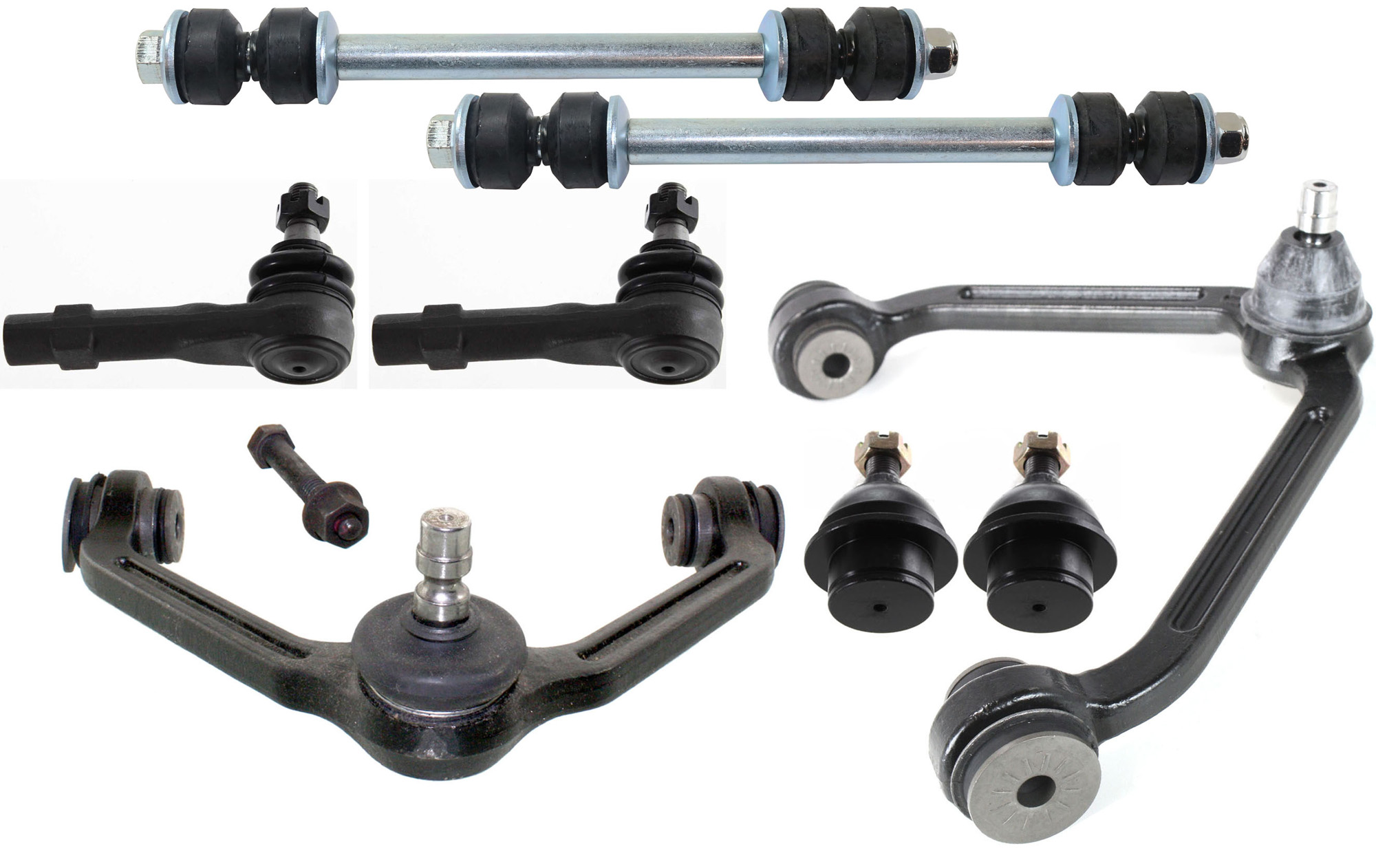 AM EXPLORER 98-01 B4000-99-99 FRONT CONTROL ARM KIT RH AND LH Upper w ball joint s 8 pc Kit with Ball Joint Sway Bar Link and Tie Rod End SKU KIT 031115-01 OEM 104222-285019-1016769-26014