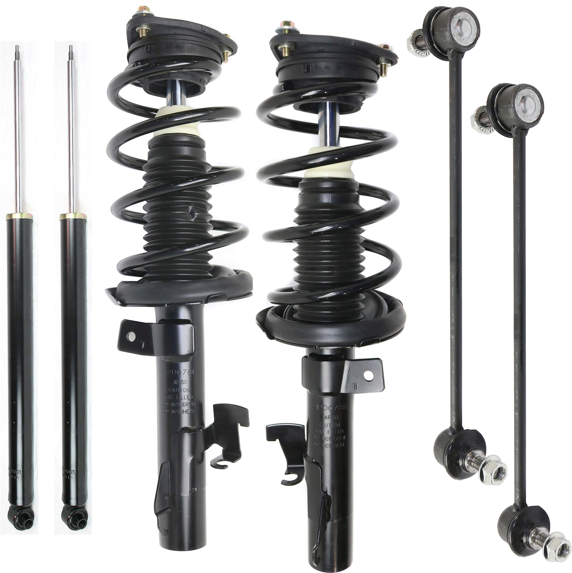 AM MAZDA 3-04-09 MAZDA 5-06-10 FRONT AND REAR SUSPENSION KIT RH AND LH 6 pc Kit with Loaded Struts Shock Absorbers and Sway Bar Links SKU KIT 031117-09 OEM B32T34700D B32T34900D BRY03490
